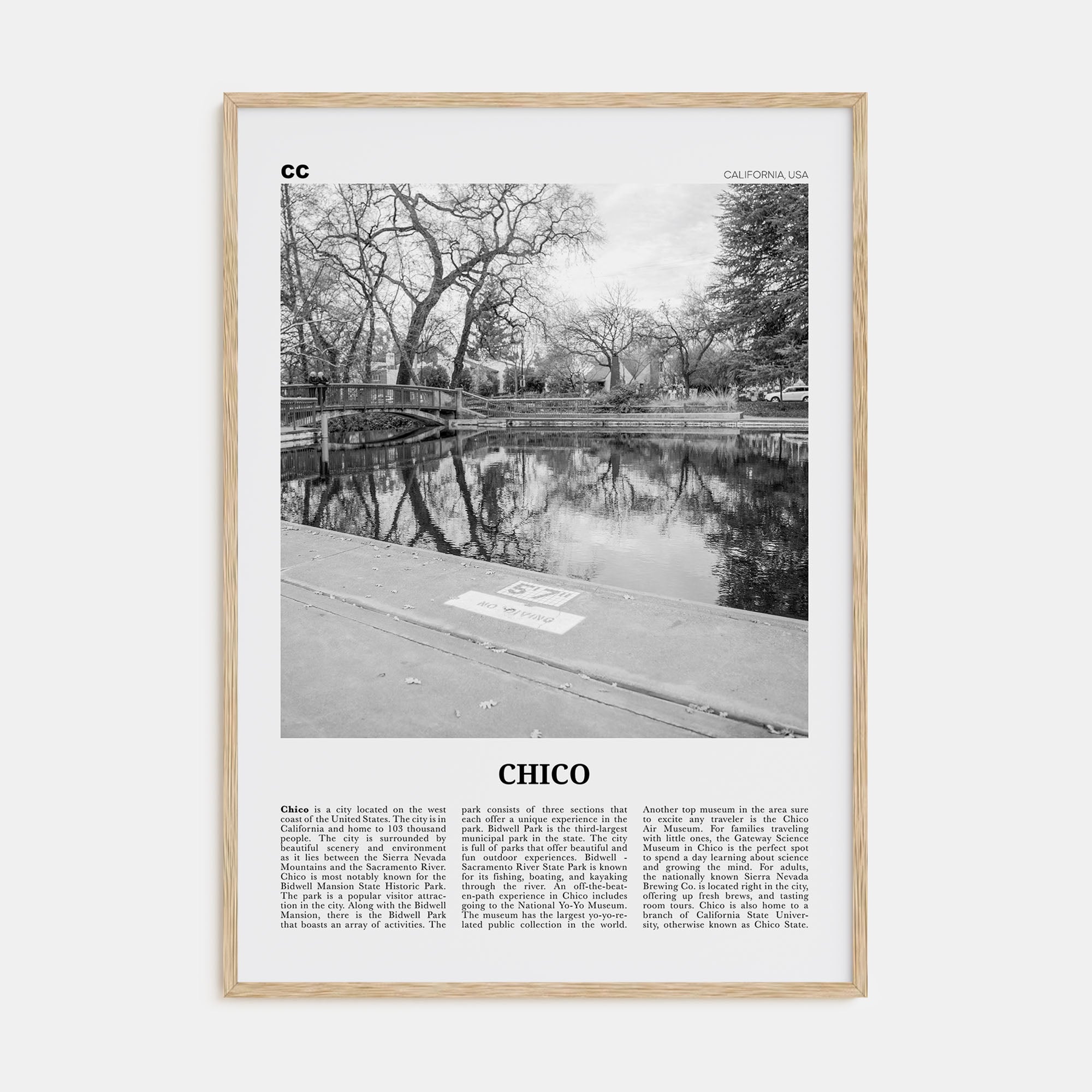 Chico Travel B&W Poster