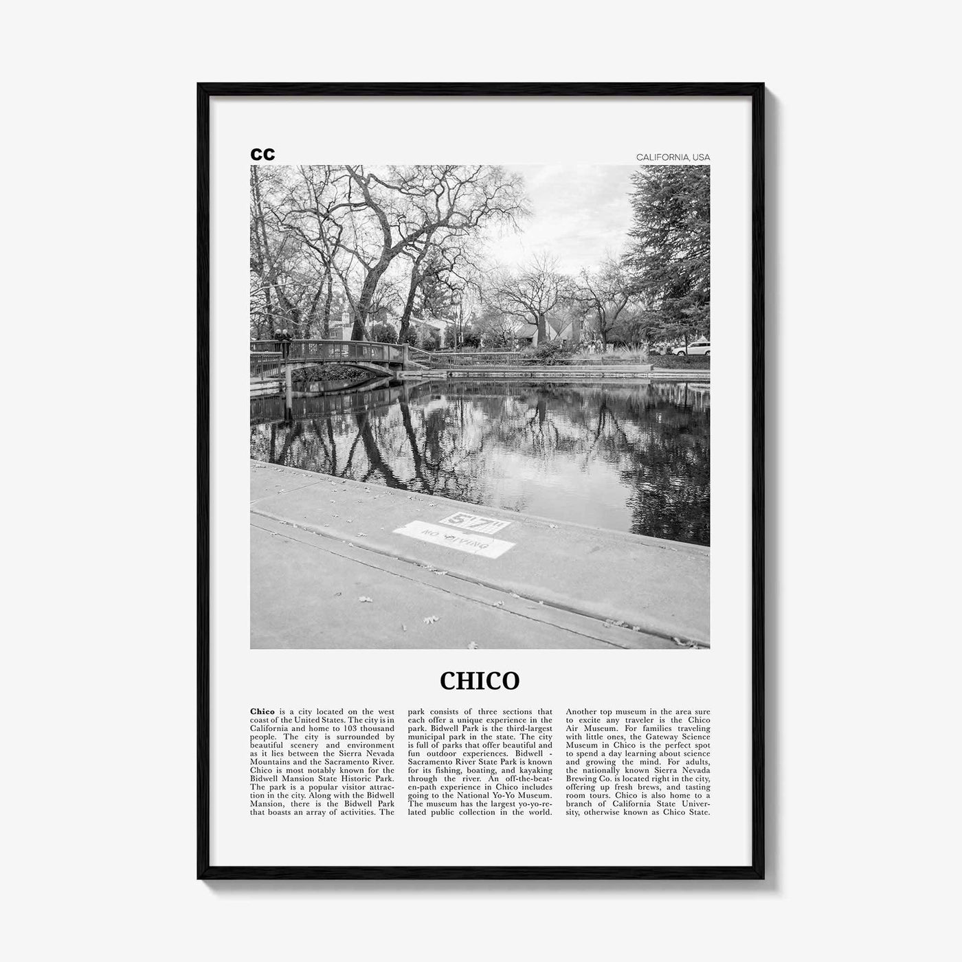 Chico Print Black and White, Chico Wall Art, Chico Poster, Chico Photo, Chico Wall Décor, California, USA, United States