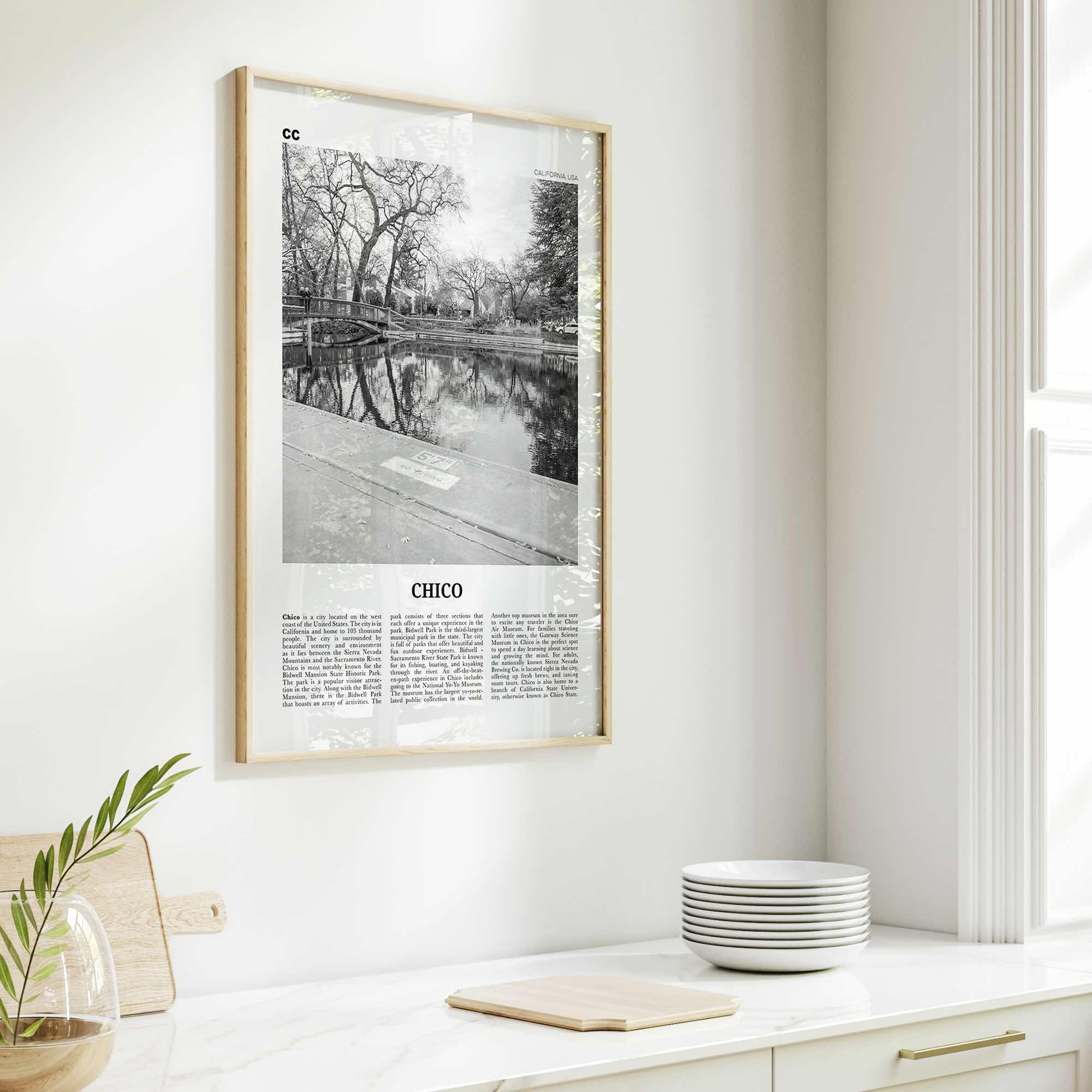Chico Print Black and White, Chico Wall Art, Chico Poster, Chico Photo, Chico Wall Décor, California, USA, United States