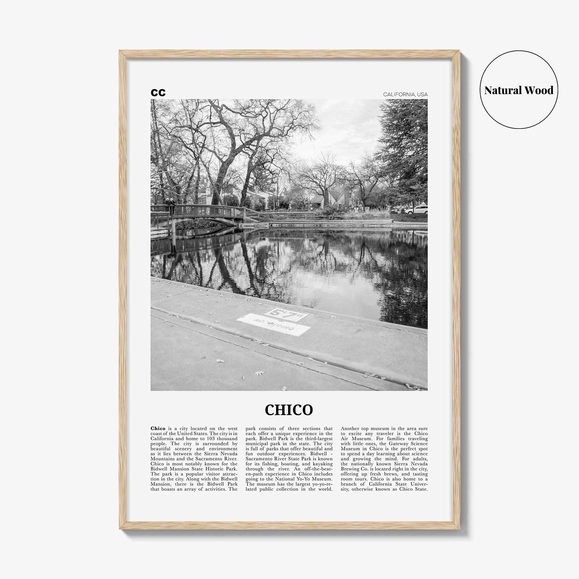 Chico Print Black and White, Chico Wall Art, Chico Poster, Chico Photo, Chico Wall Décor, California, USA, United States