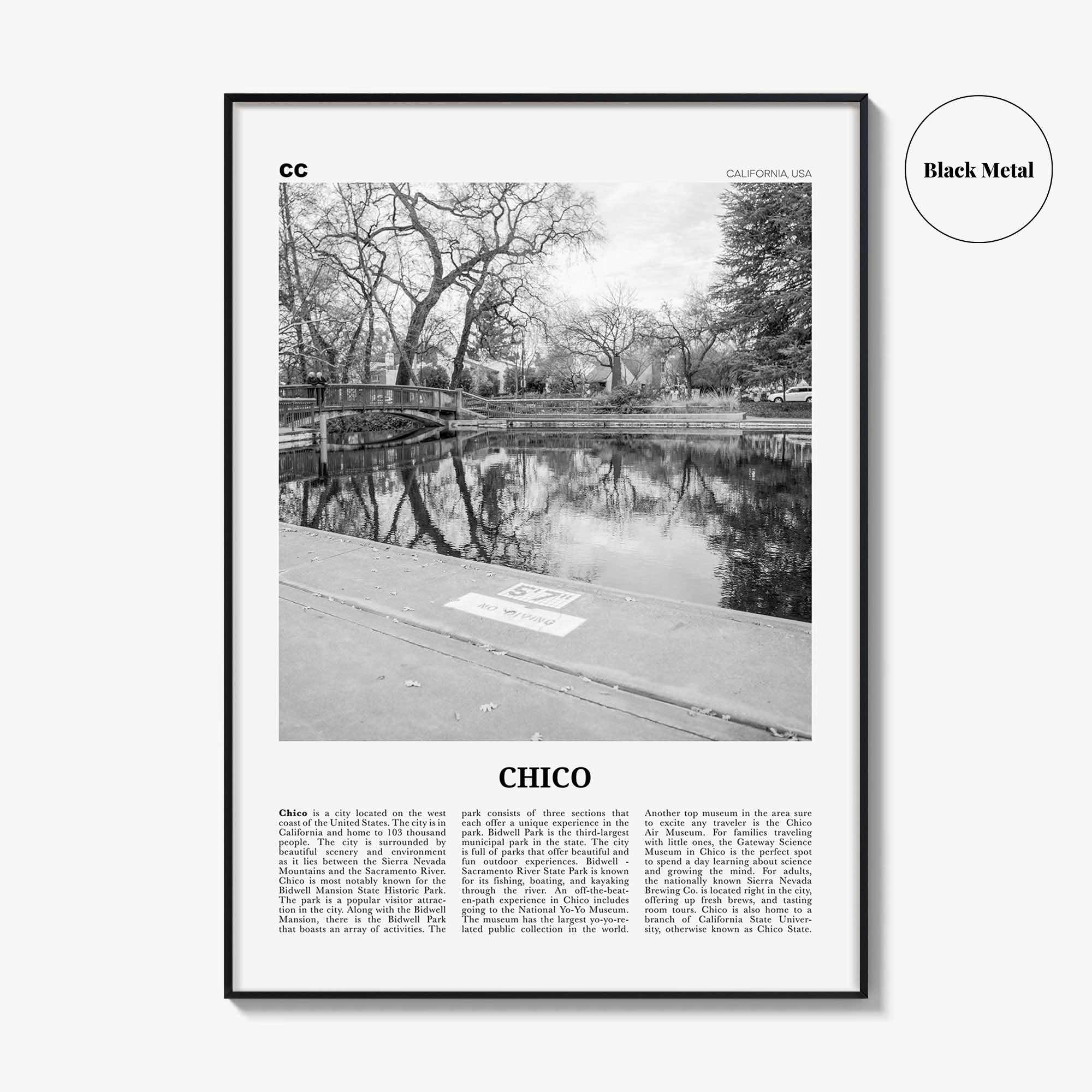 Chico Print Black and White, Chico Wall Art, Chico Poster, Chico Photo, Chico Wall Décor, California, USA, United States