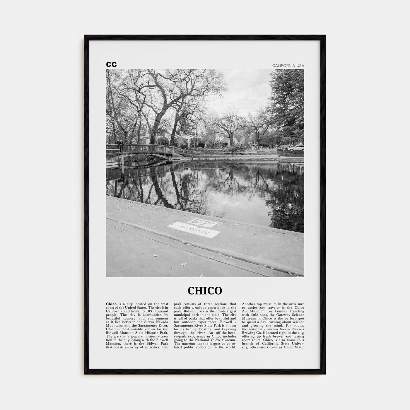 Chico Travel B&W Poster