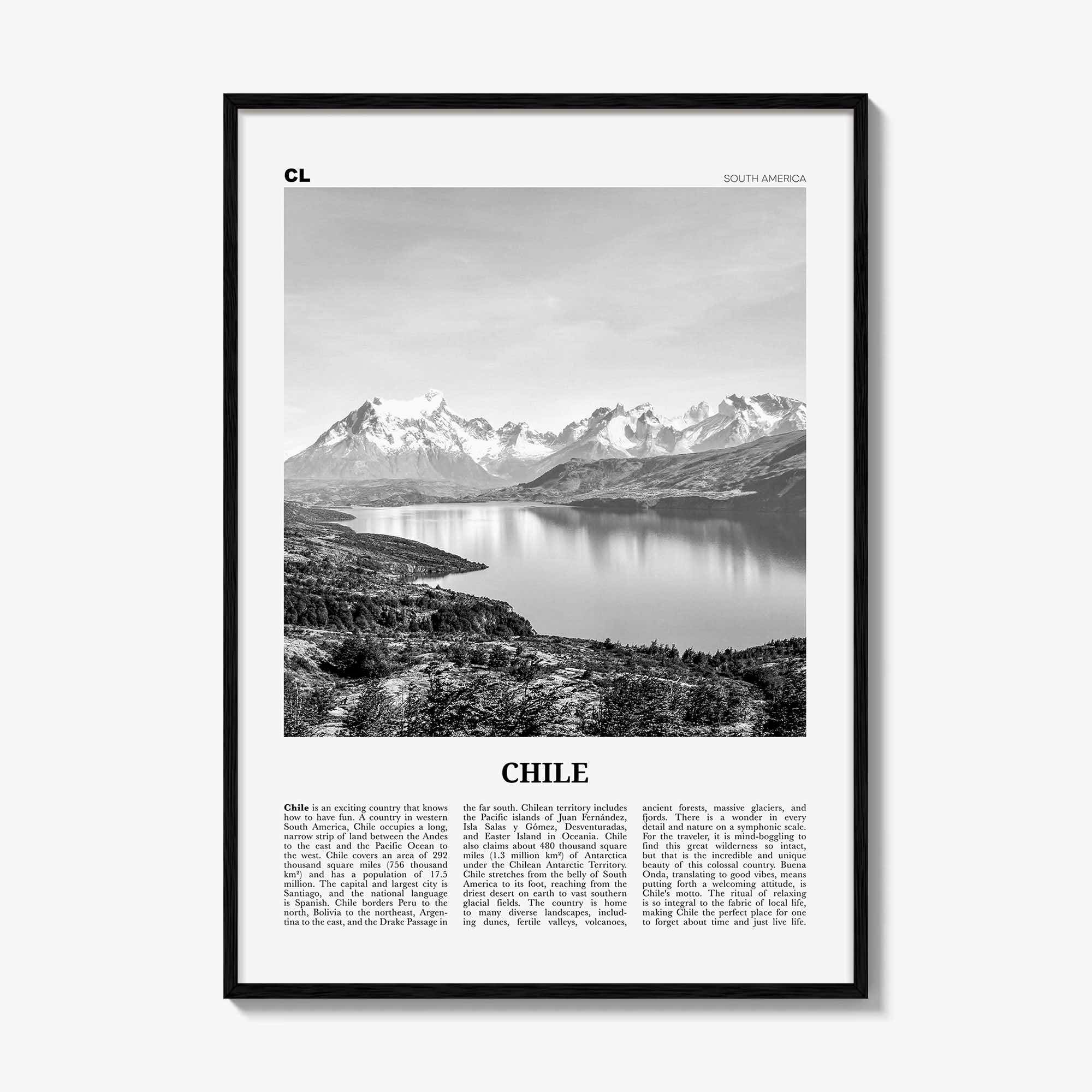 Chile Print Black and White No 1, Chile Wall Art, Chile Poster, Chile Photo, Chile Wall Decor, Country Art Print, Santiago, America