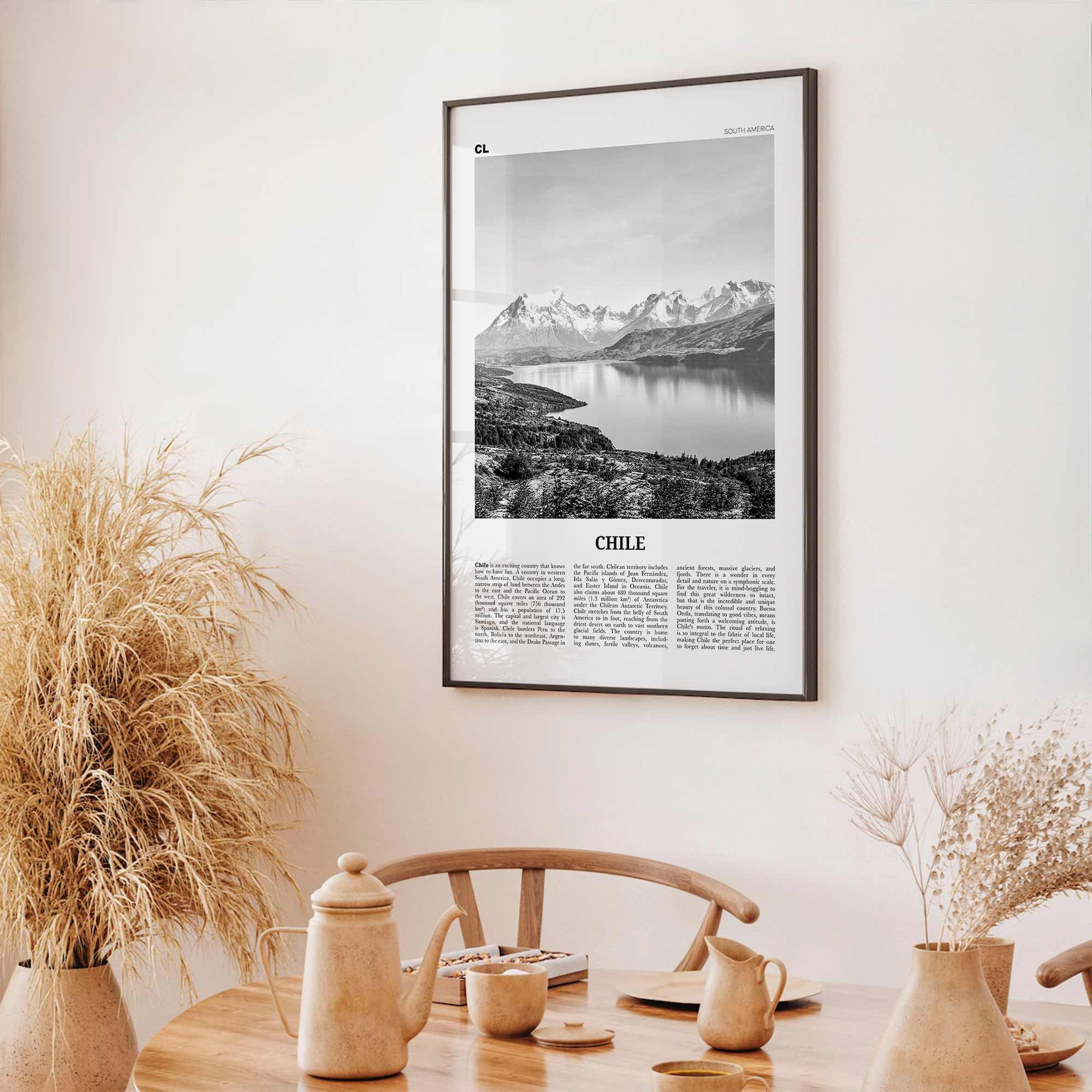 Chile Print Black and White No 1, Chile Wall Art, Chile Poster, Chile Photo, Chile Wall Decor, Country Art Print, Santiago, America