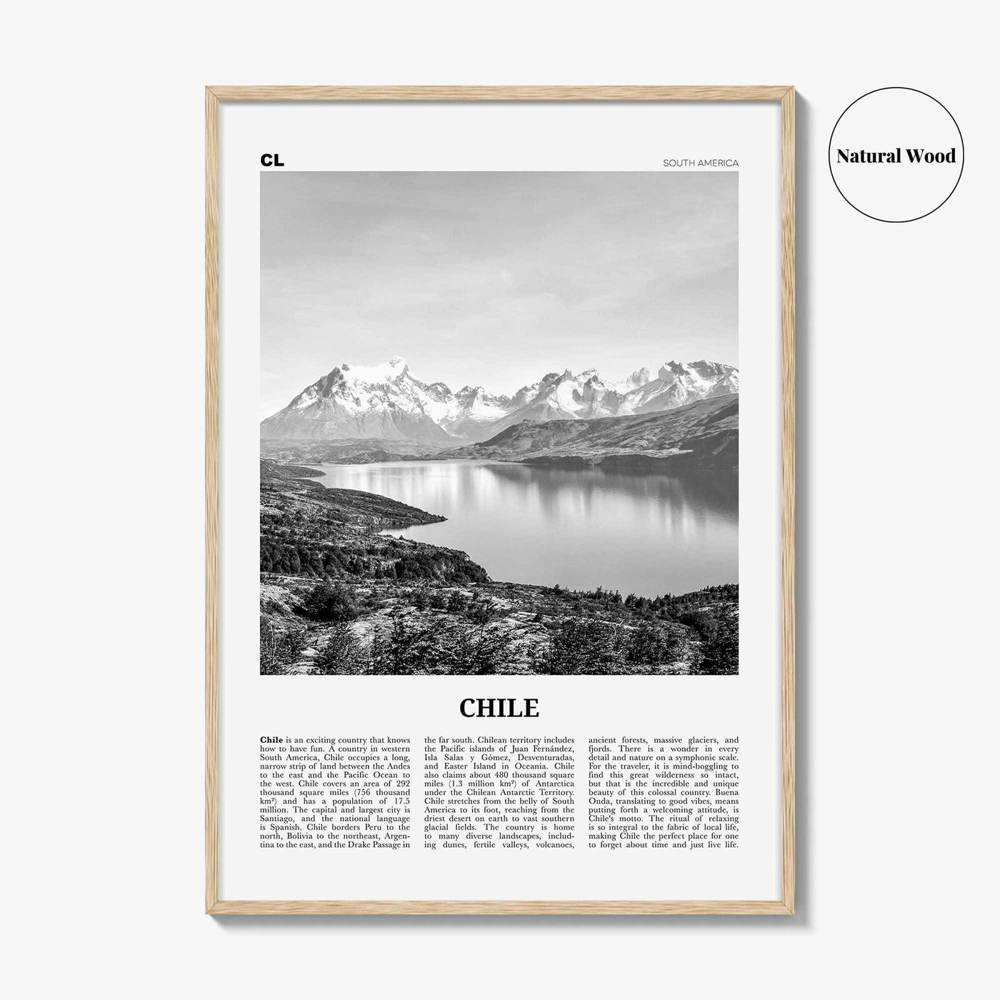 Chile Print Black and White No 1, Chile Wall Art, Chile Poster, Chile Photo, Chile Wall Decor, Country Art Print, Santiago, America