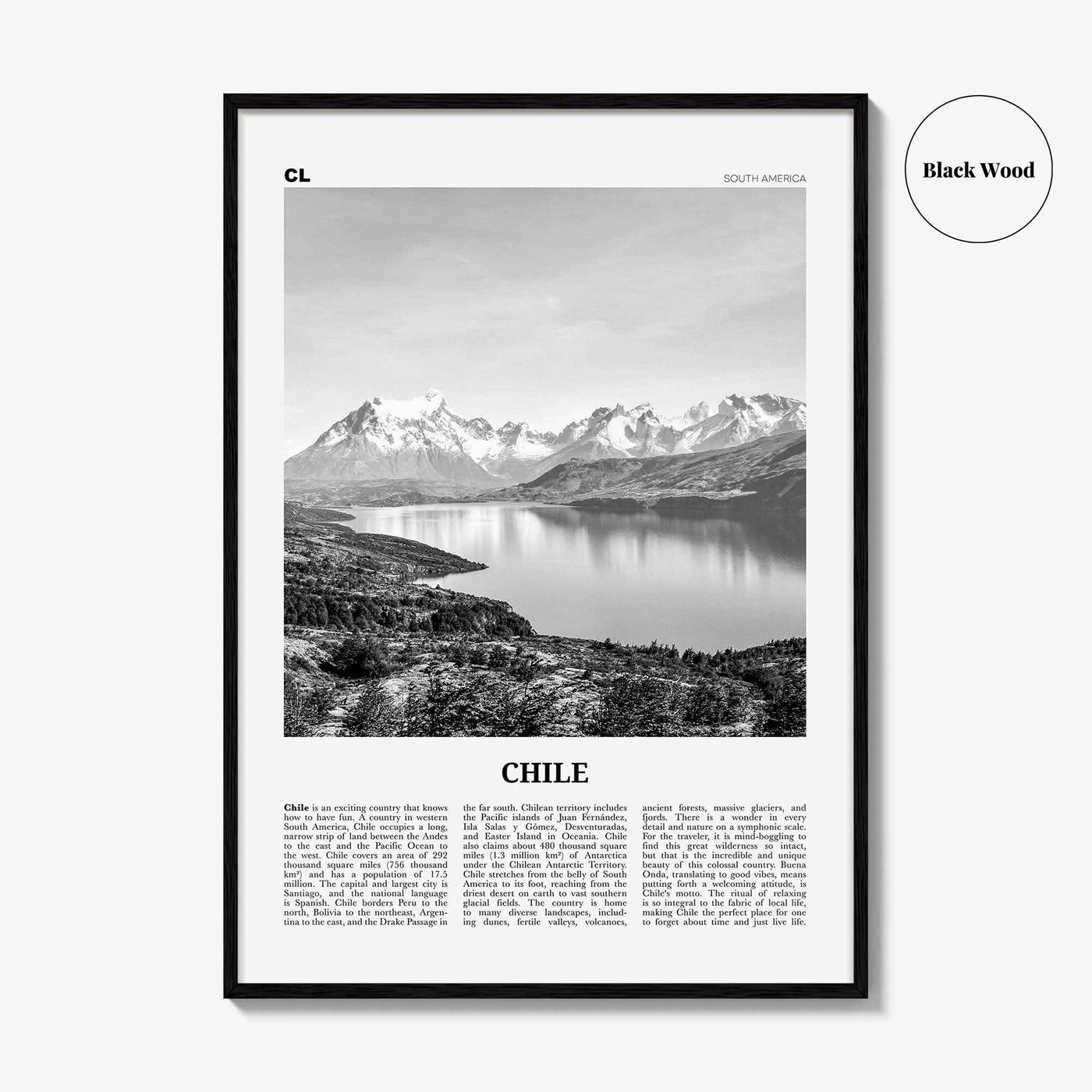 Chile Print Black and White No 1, Chile Wall Art, Chile Poster, Chile Photo, Chile Wall Decor, Country Art Print, Santiago, America