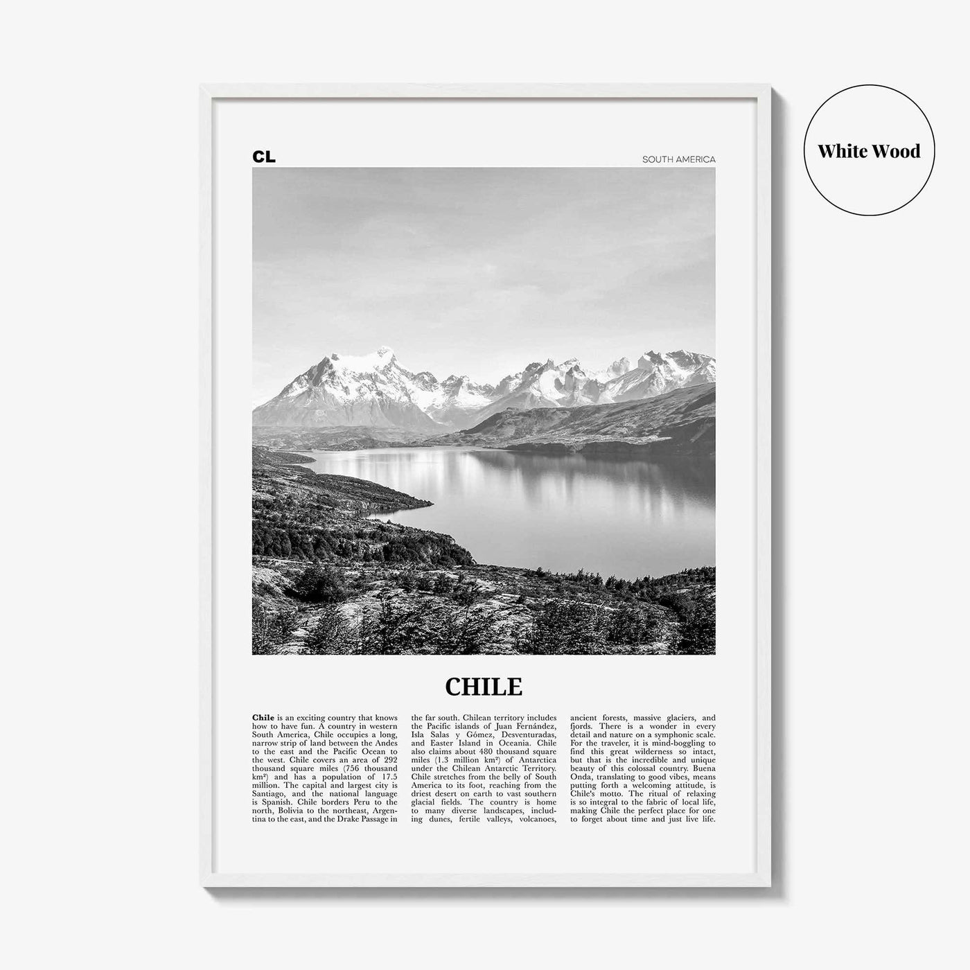 Chile Print Black and White No 1, Chile Wall Art, Chile Poster, Chile Photo, Chile Wall Decor, Country Art Print, Santiago, America