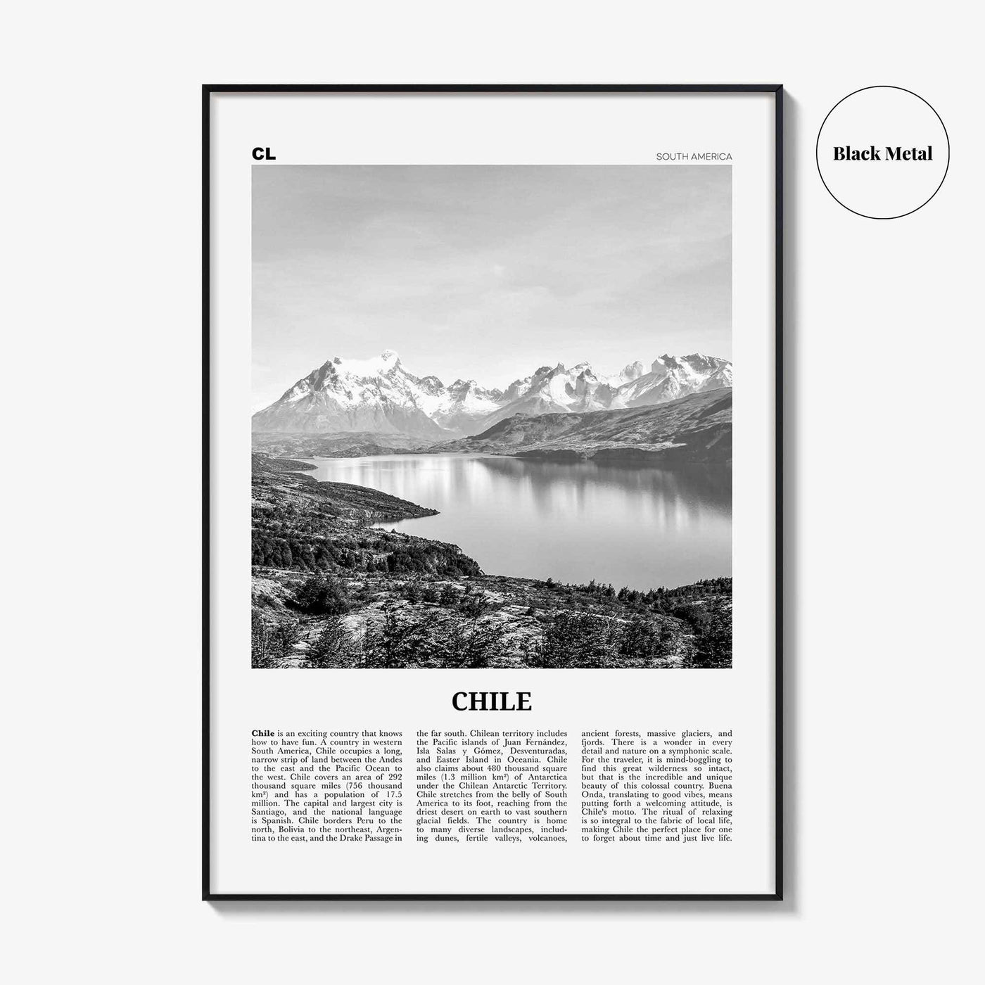 Chile Print Black and White No 1, Chile Wall Art, Chile Poster, Chile Photo, Chile Wall Decor, Country Art Print, Santiago, America