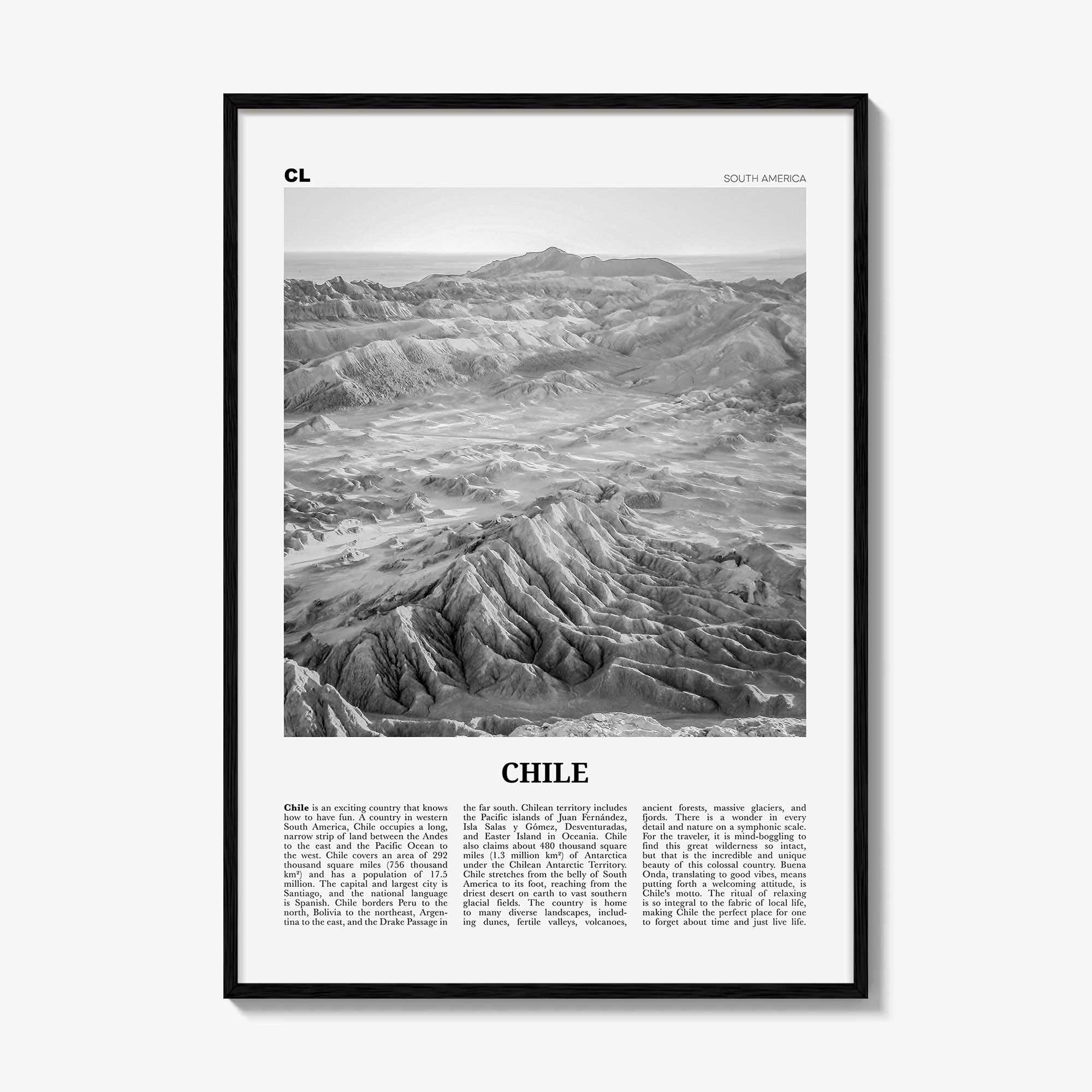 Chile Print Black and White No 2, Chile Wall Art, Chile Poster, Chile Photo, Chile Wall Decor, Country Art Print, Santiago, America