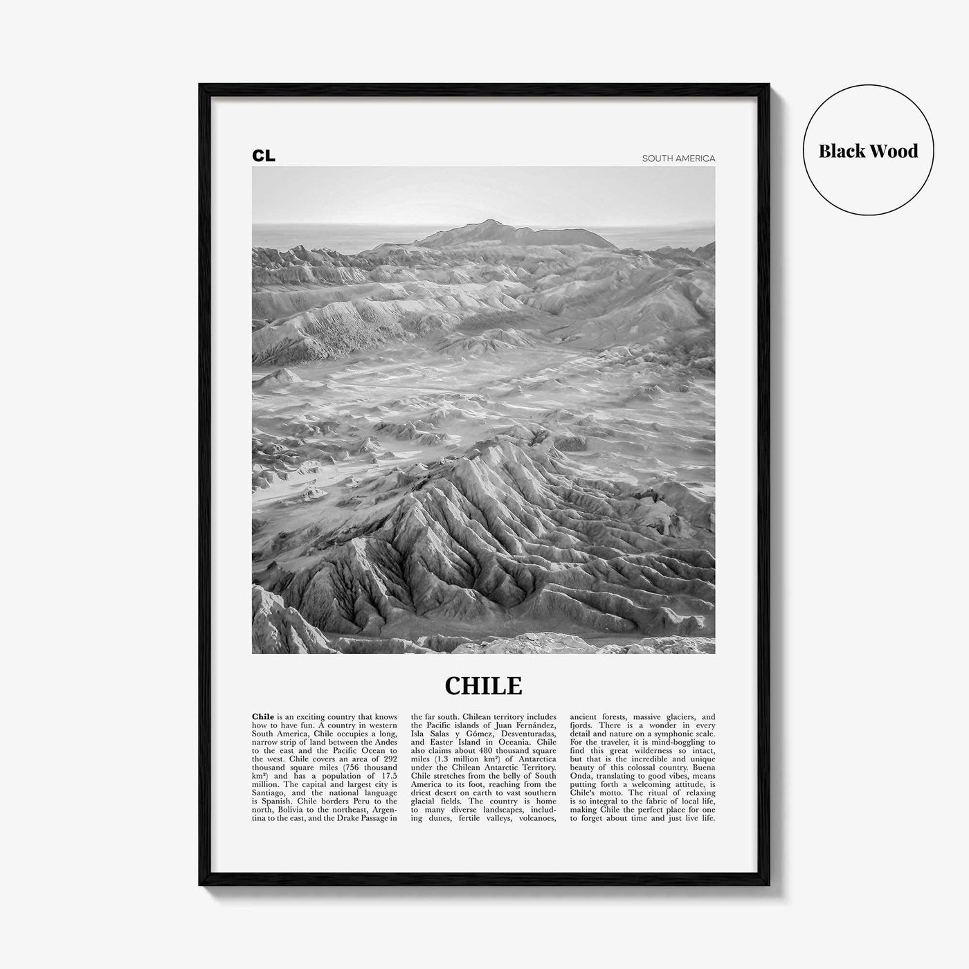 Chile Print Black and White No 2, Chile Wall Art, Chile Poster, Chile Photo, Chile Wall Decor, Country Art Print, Santiago, America