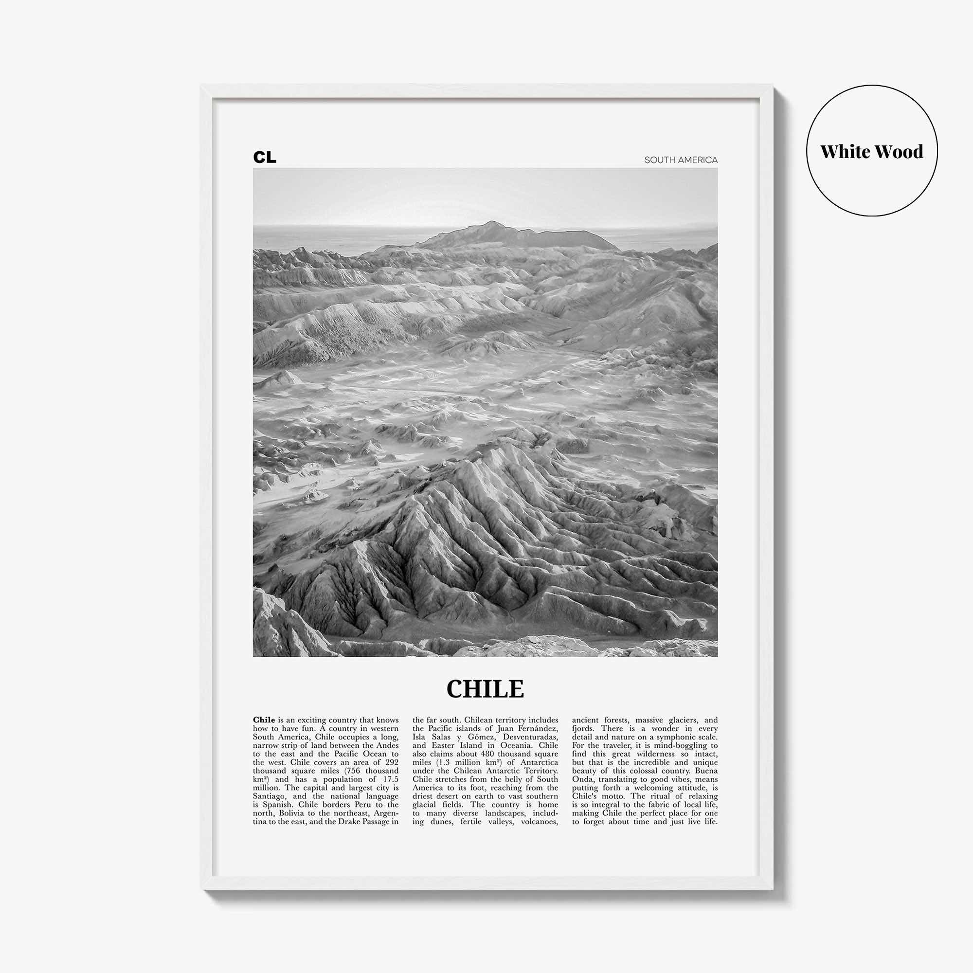 Chile Print Black and White No 2, Chile Wall Art, Chile Poster, Chile Photo, Chile Wall Decor, Country Art Print, Santiago, America
