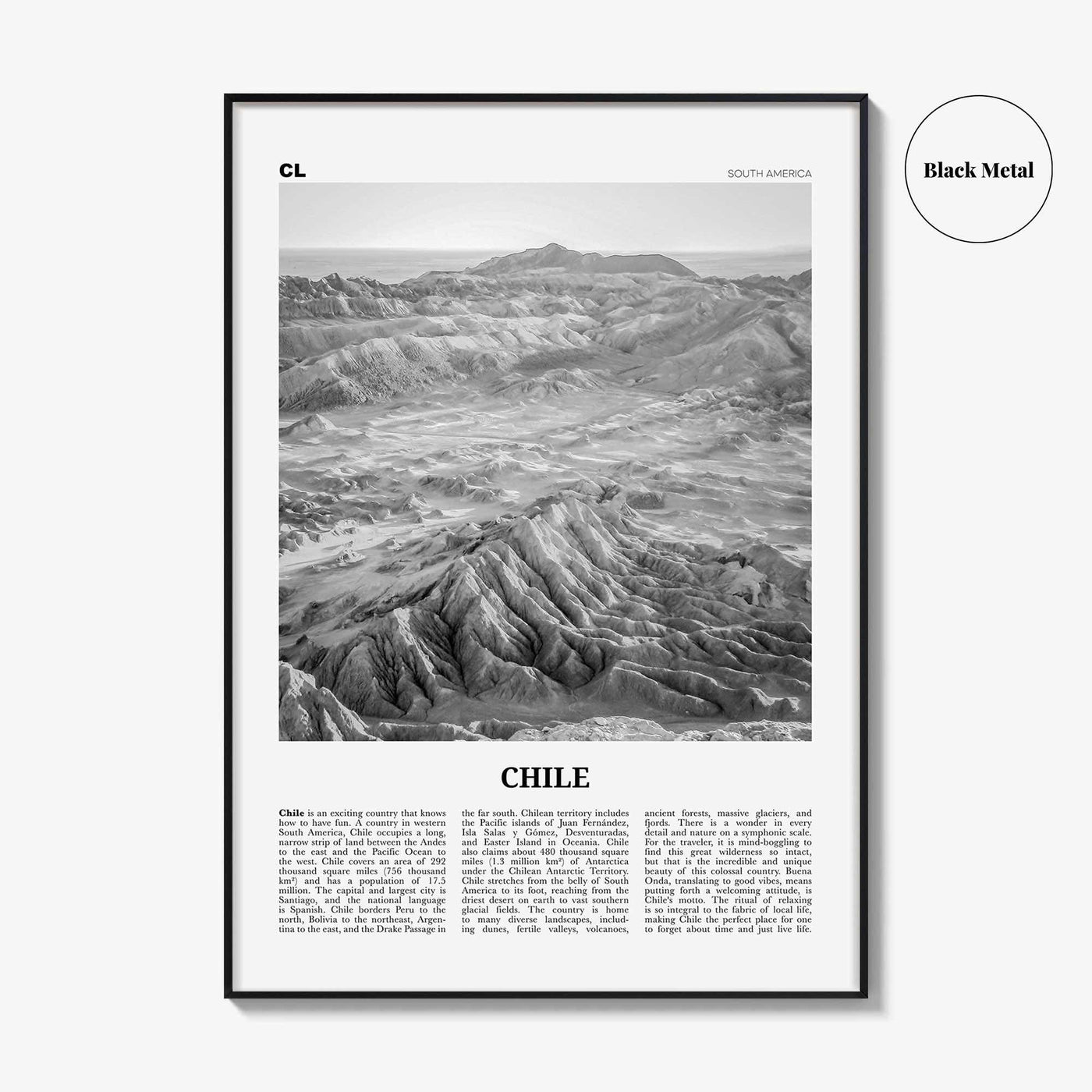 Chile Print Black and White No 2, Chile Wall Art, Chile Poster, Chile Photo, Chile Wall Decor, Country Art Print, Santiago, America
