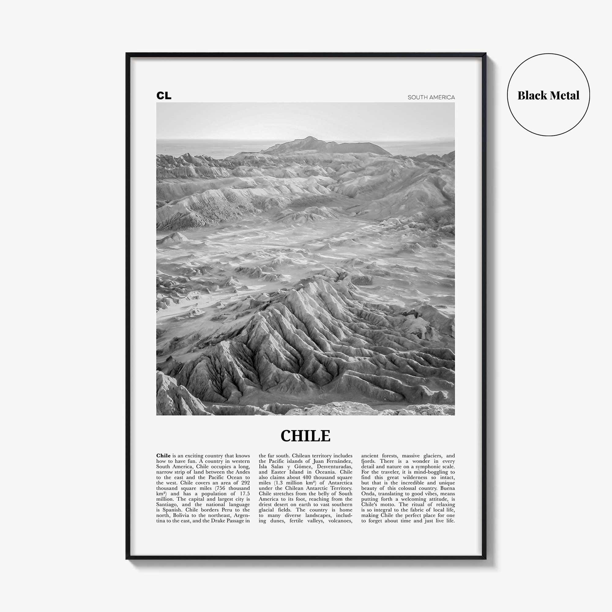 Chile Print Black and White No 2, Chile Wall Art, Chile Poster, Chile Photo, Chile Wall Decor, Country Art Print, Santiago, America