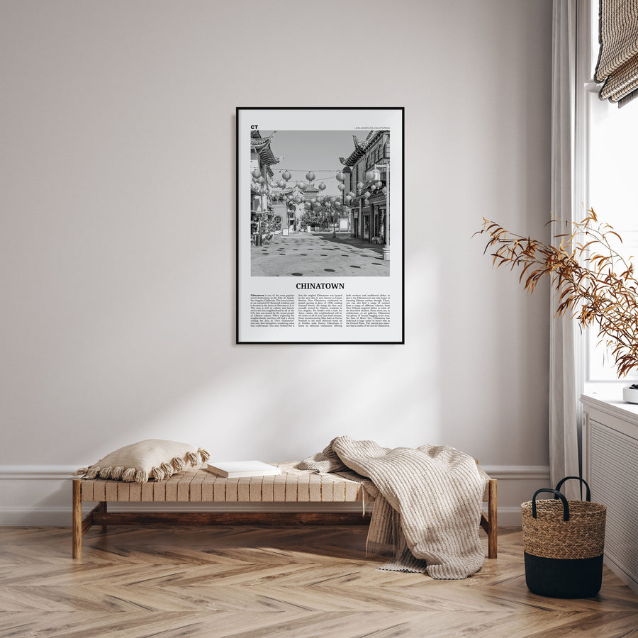 Chinatown, Los Angeles Travel B&W Poster