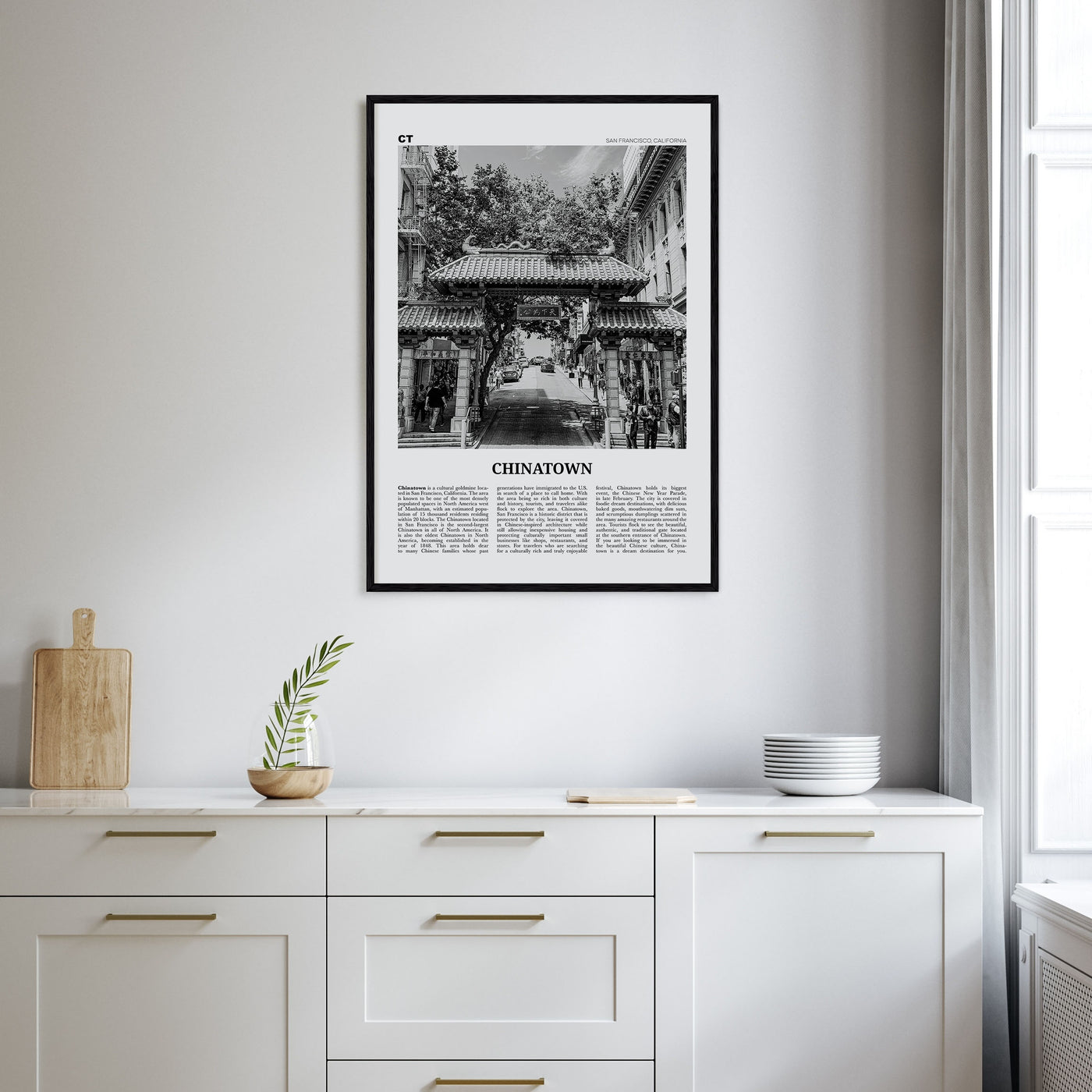 Chinatown, San Francisco Travel B&W Poster