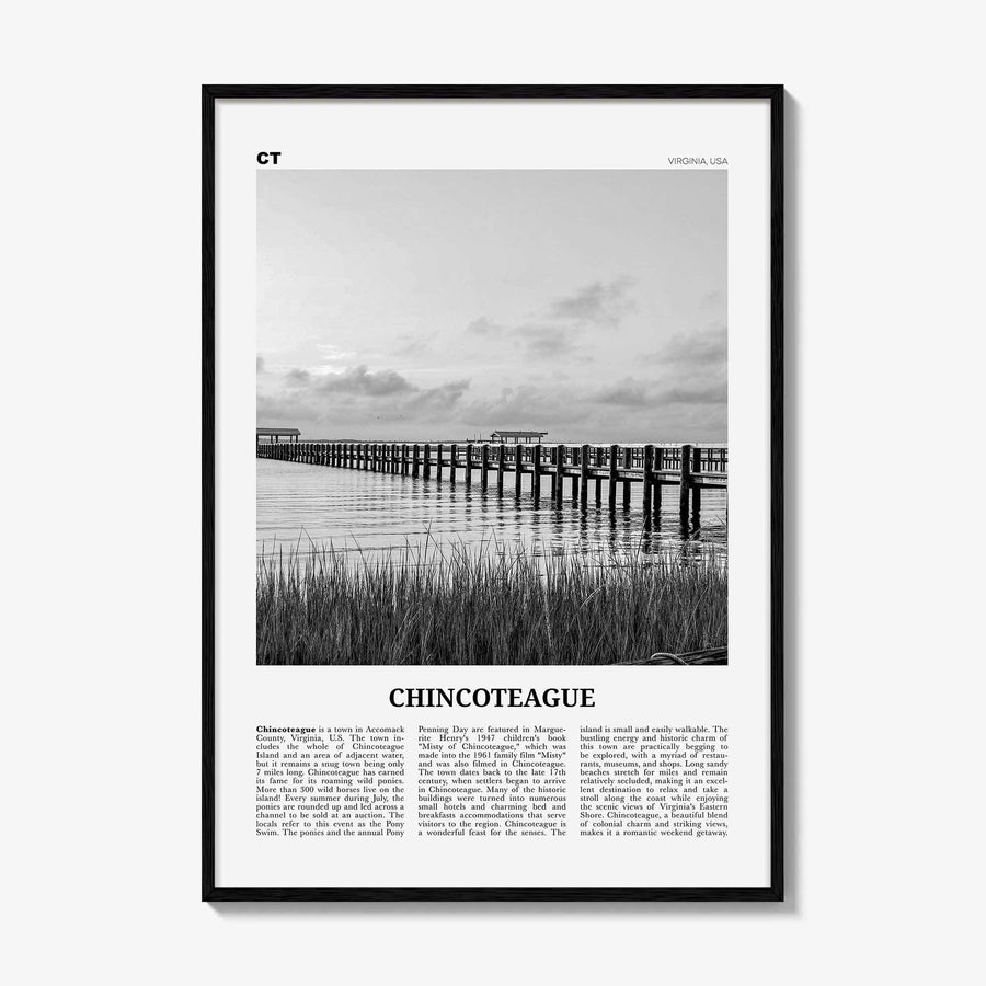 Chincoteague Print Black and White, Chincoteague Wall Art, Chincoteague Poster, Chincoteague Photo, Chincoteague Wall Décor, Virginia, USA