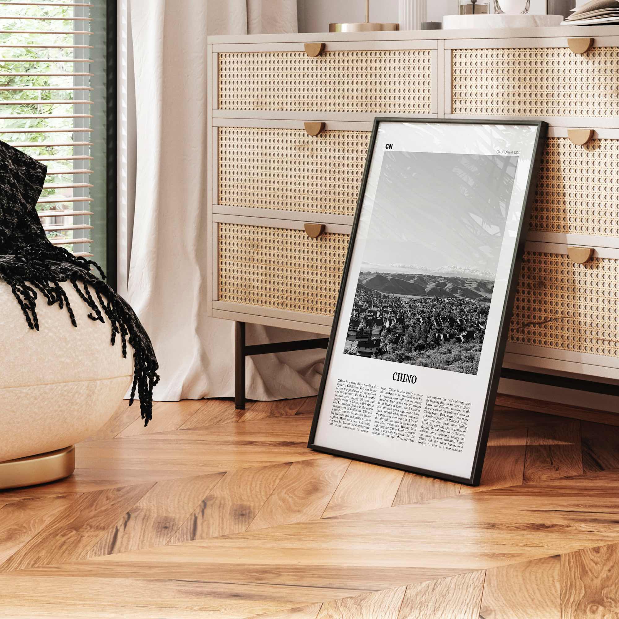 Chino Print Black and White, Chino Wall Art, Chino Poster, Chino Photo, Chino Wall Décor, Chino Map, California, USA, United States