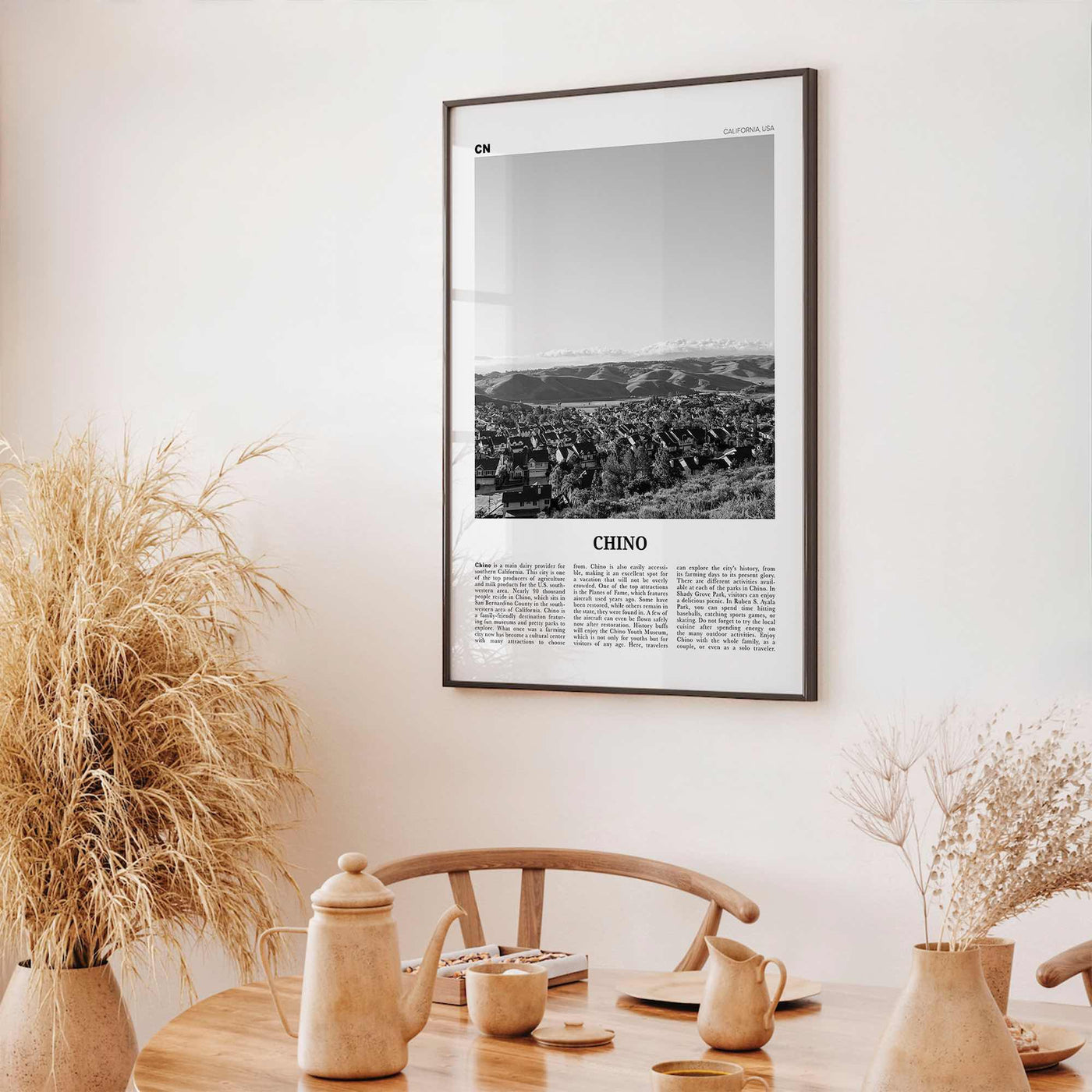 Chino Print Black and White, Chino Wall Art, Chino Poster, Chino Photo, Chino Wall Décor, Chino Map, California, USA, United States