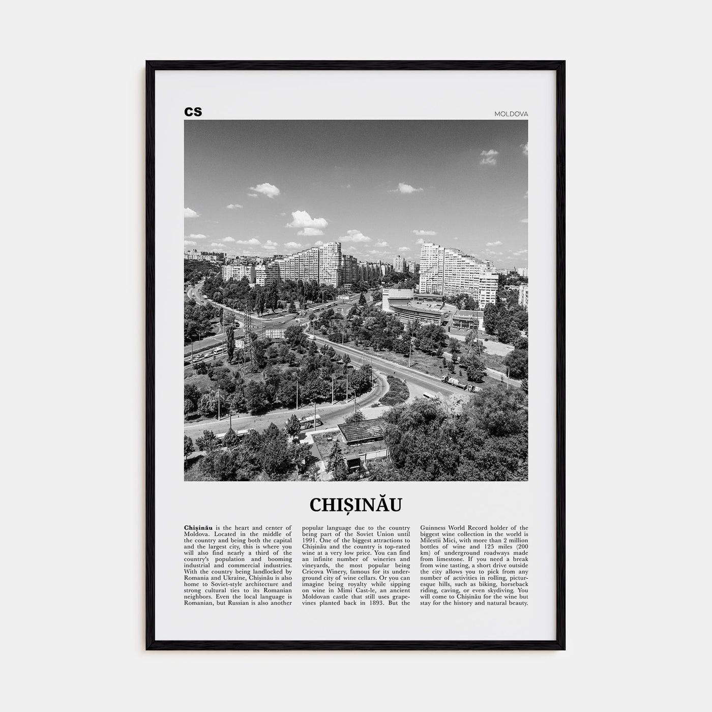 Chișinău Travel B&W Poster
