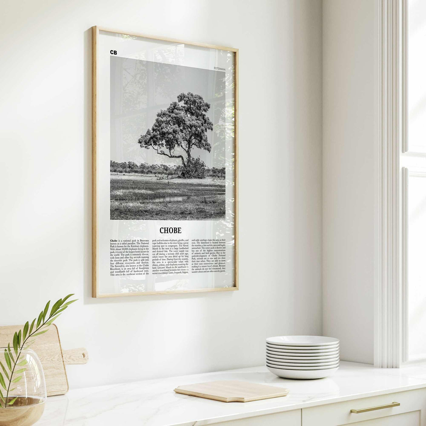 Chobe National Park Print Black and White, Chobe Wall Art, Chobe Poster, Chobe Photo, Chobe Wall Décor, Chobe Map, Botswana