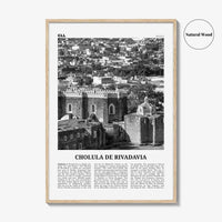 Cholula de Rivadavia Print Black and White, Cholula Wall Art, Cholula Poster, Cholula Photo, Cholula Wall Décor, Cholula Map, Mexico