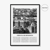 Cholula de Rivadavia Print Black and White, Cholula Wall Art, Cholula Poster, Cholula Photo, Cholula Wall Décor, Cholula Map, Mexico