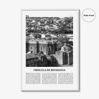 Cholula de Rivadavia Print Black and White, Cholula Wall Art, Cholula Poster, Cholula Photo, Cholula Wall Décor, Cholula Map, Mexico