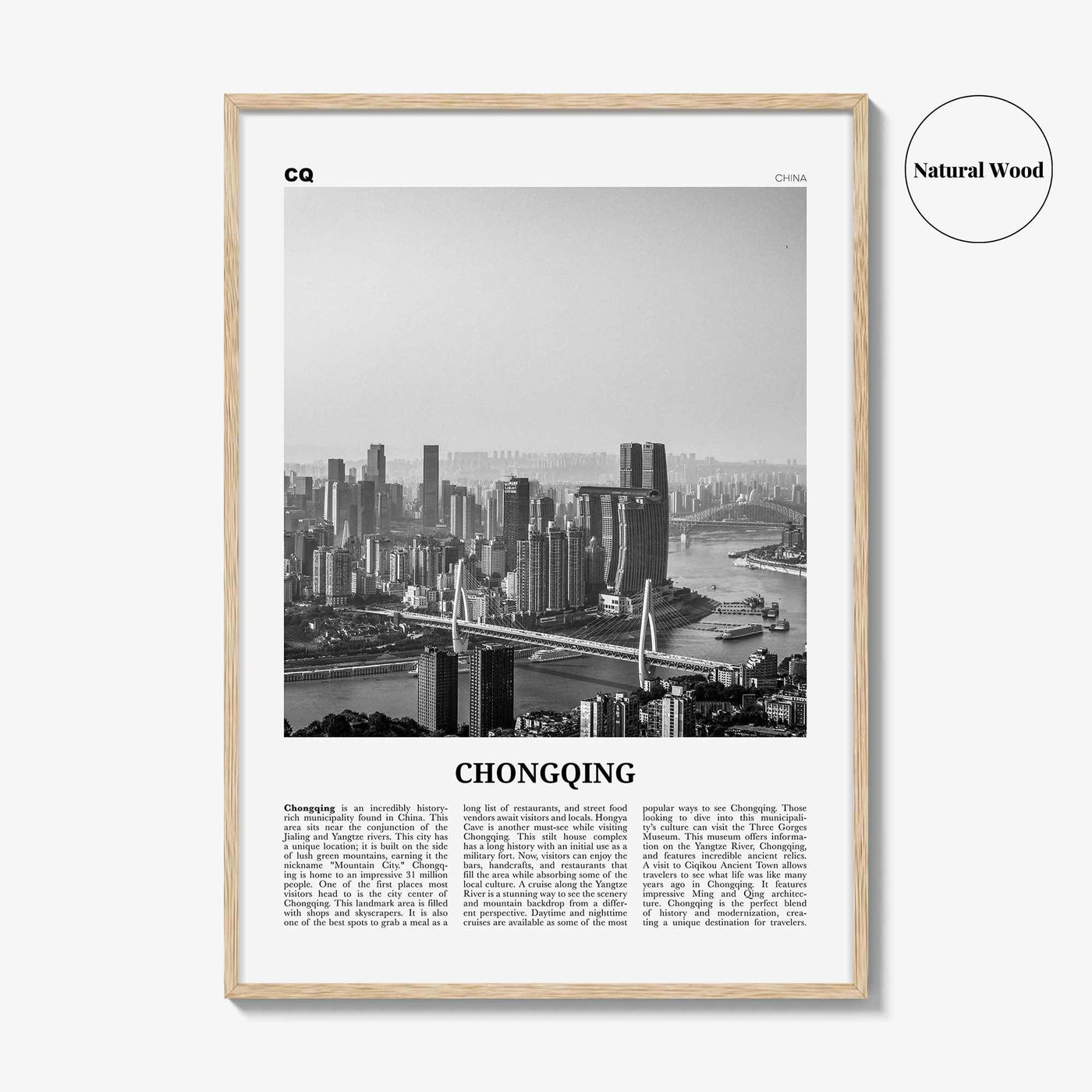 Chongqing Print Black and White, Chongqing Wall Art, Chongqing Poster, Chongqing Photo, Chongqing Wall Décor, Chongqing Map, China