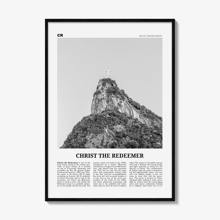 Christ the Redeemer Print Black and White, Christ the Redeemer Wall Art, Christ Poster, Christ the Redeemer Photo, Rio de Janeiro, Brazil