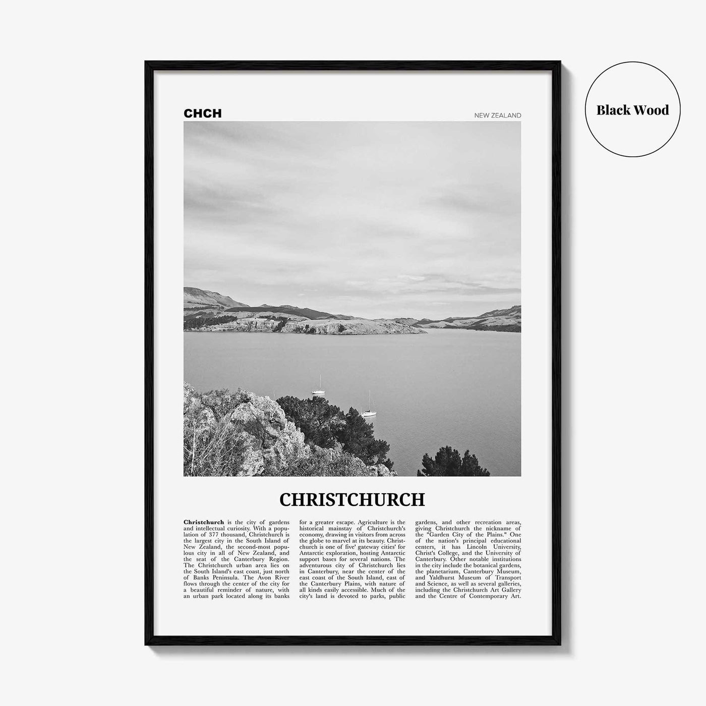 Christchurch Print Black and White No 1, Christchurch Wall Art, Christchurch Poster, Christchurch Photo, New Zealand Poster Print