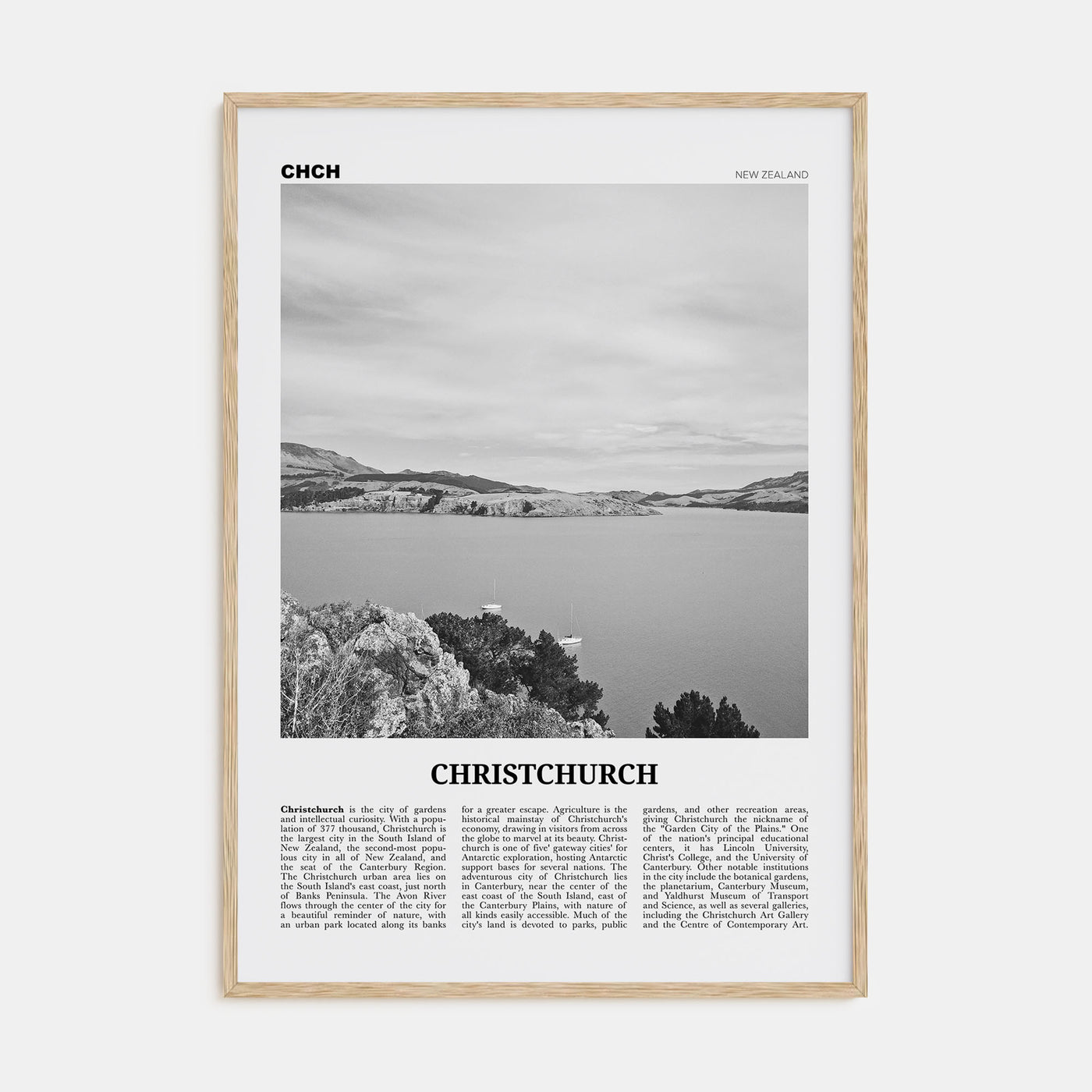 Christchurch Travel B&W No 1 Poster