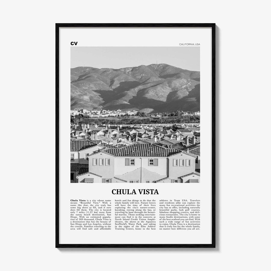 Chula Vista Print Black and White, Chula Vista Wall Art, Chula Vista Poster, Chula Vista Photo, Chula Vista Wall Décor, California, USA