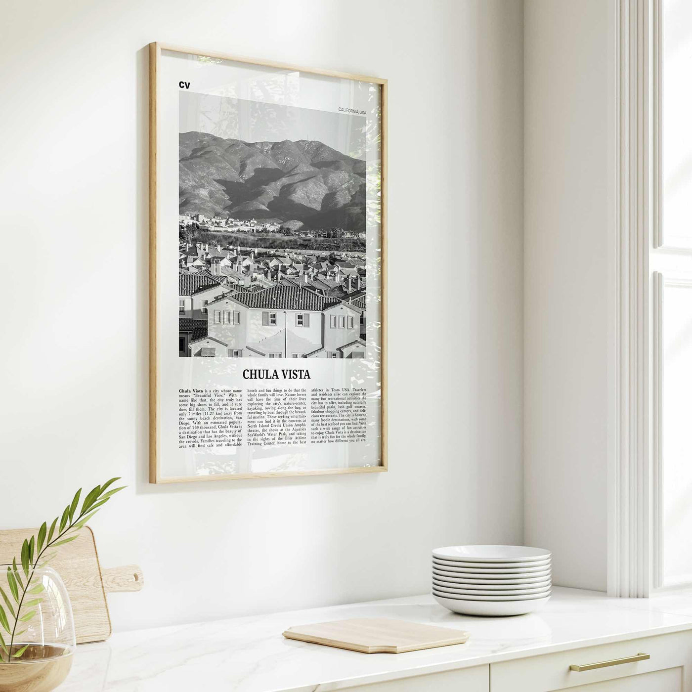 Chula Vista Print Black and White, Chula Vista Wall Art, Chula Vista Poster, Chula Vista Photo, Chula Vista Wall Décor, California, USA