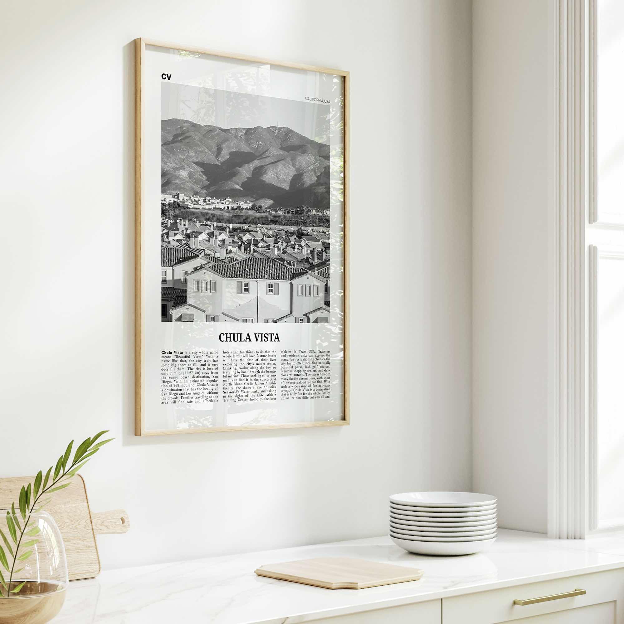 Chula Vista Print Black and White, Chula Vista Wall Art, Chula Vista Poster, Chula Vista Photo, Chula Vista Wall Décor, California, USA