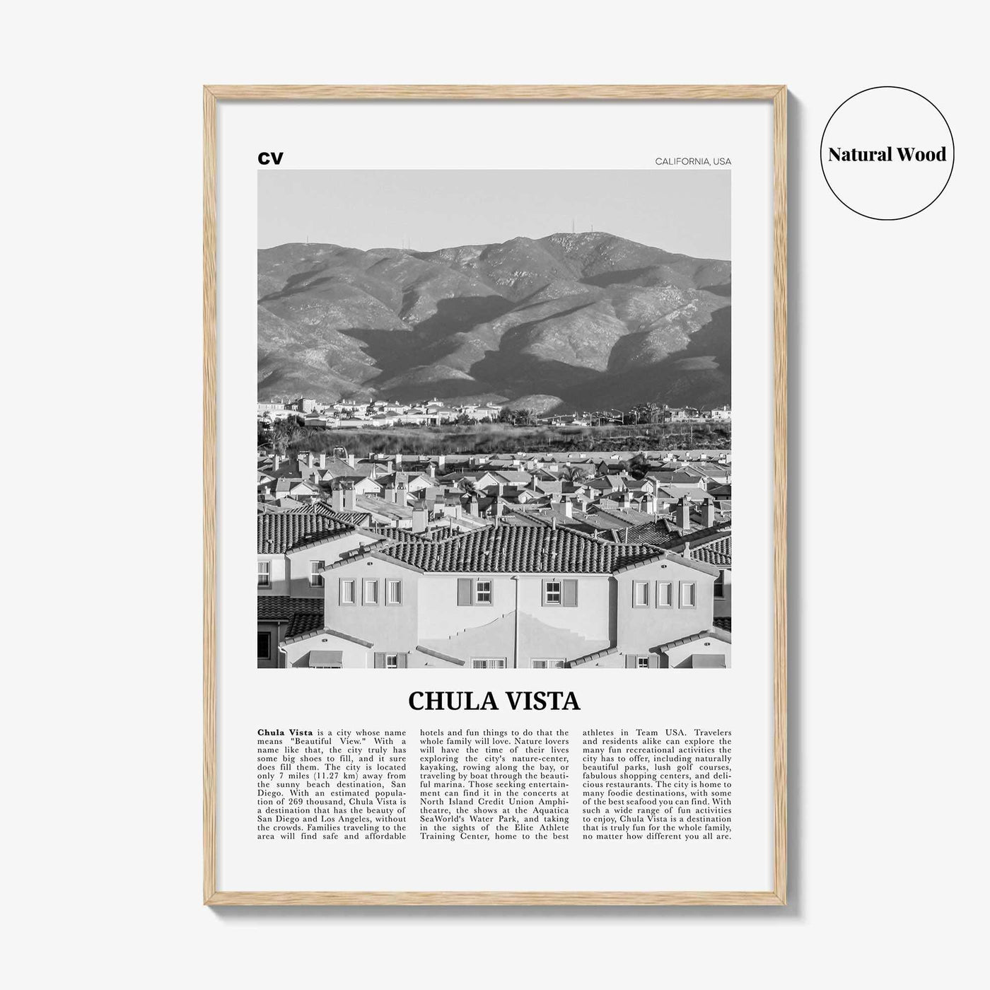 Chula Vista Print Black and White, Chula Vista Wall Art, Chula Vista Poster, Chula Vista Photo, Chula Vista Wall Décor, California, USA