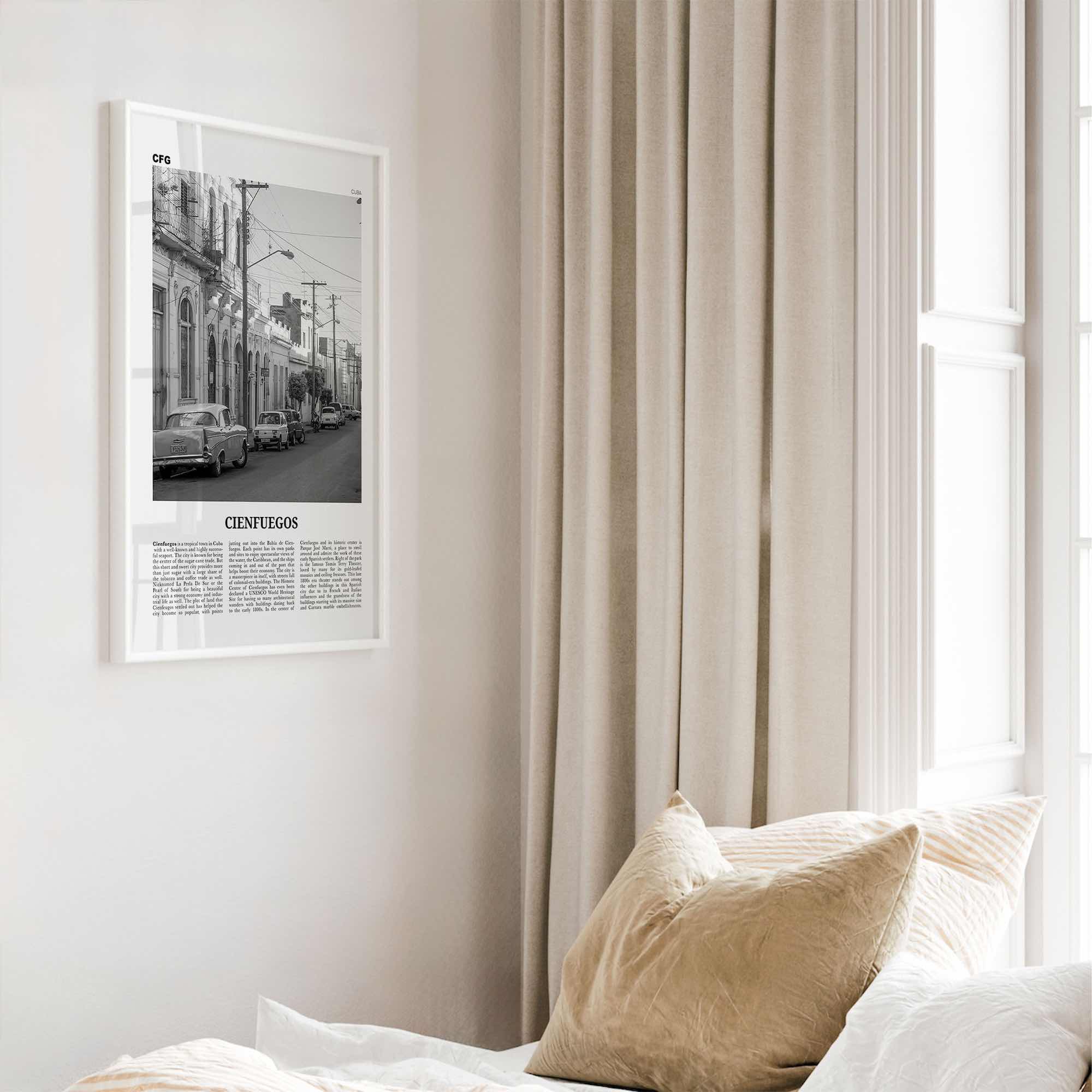 Cienfuegos Print Black and White, Cienfuegos Wall Art, Cienfuegos Poster, Cienfuegos Photo, Cienfuegos Wall Décor, Cienfuegos Map, Cuba