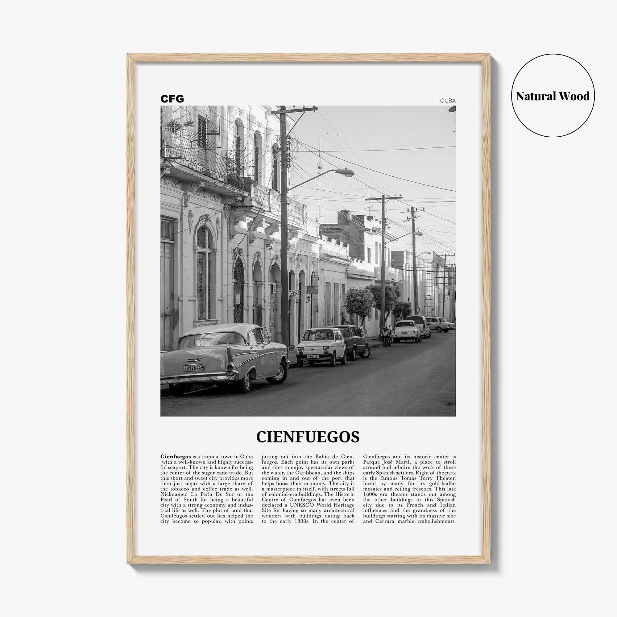 Cienfuegos Print Black and White, Cienfuegos Wall Art, Cienfuegos Poster, Cienfuegos Photo, Cienfuegos Wall Décor, Cienfuegos Map, Cuba