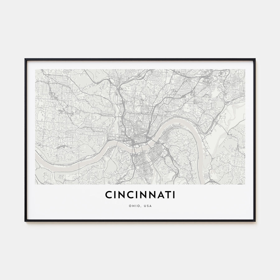 Cincinnati Map Landscape Poster