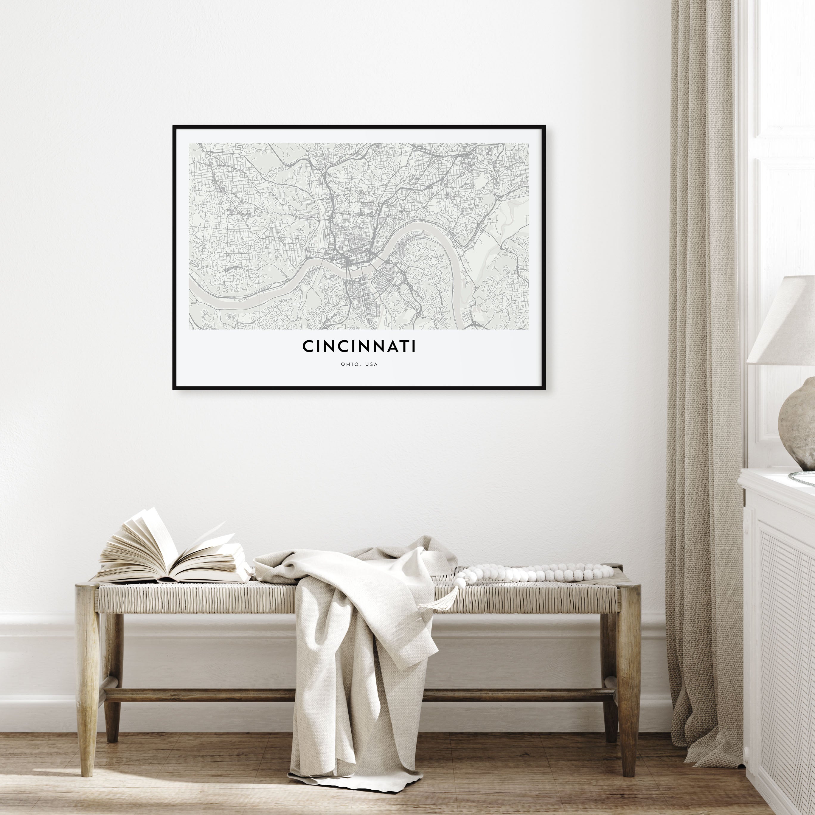 Cincinnati Map Landscape Poster