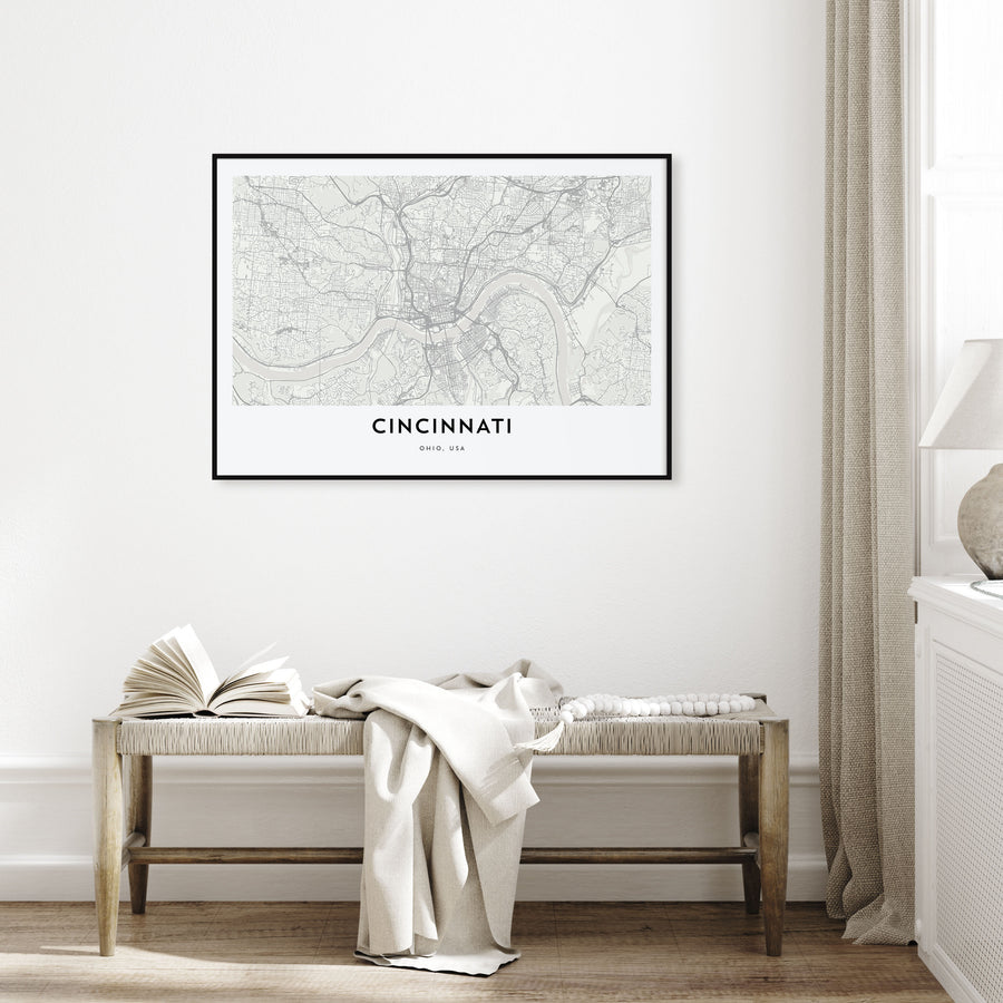 Cincinnati Map Landscape Poster