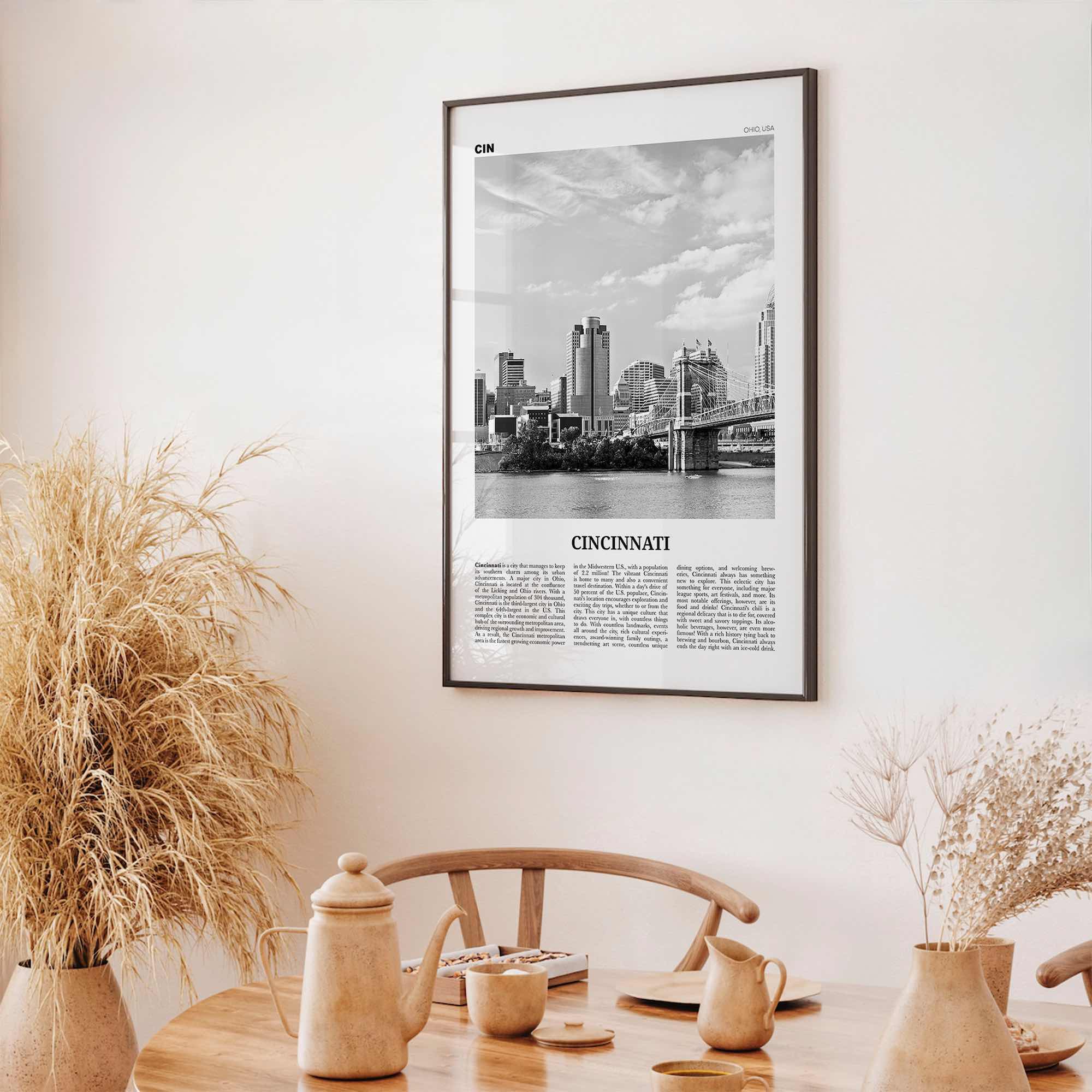 Cincinnati Print Black and White No 1, Cincinnati Wall Art, Cincinnati Poster, Cincinnati Photo, Ohio, USA, United States, North America