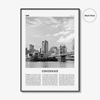 Cincinnati Print Black and White No 1, Cincinnati Wall Art, Cincinnati Poster, Cincinnati Photo, Ohio, USA, United States, North America