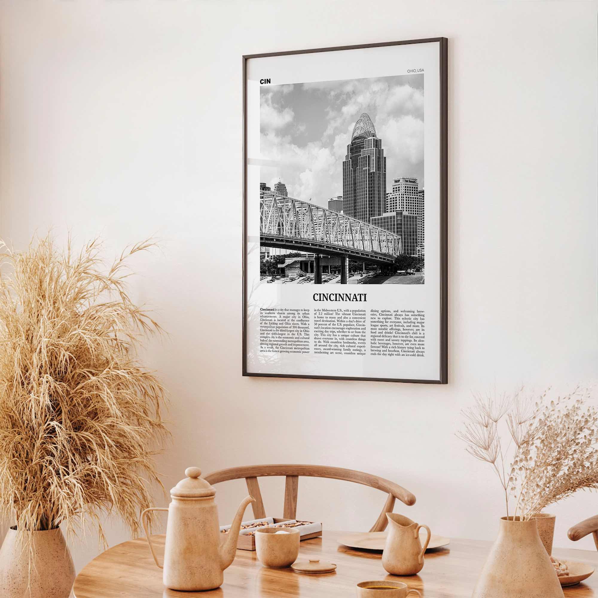 Cincinnati Print Black and White No 2, Cincinnati Wall Art, Cincinnati Poster, Cincinnati Photo, Ohio, USA, United States, North America