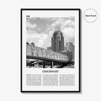 Cincinnati Print Black and White No 2, Cincinnati Wall Art, Cincinnati Poster, Cincinnati Photo, Ohio, USA, United States, North America