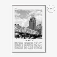 Cincinnati Print Black and White No 2, Cincinnati Wall Art, Cincinnati Poster, Cincinnati Photo, Ohio, USA, United States, North America