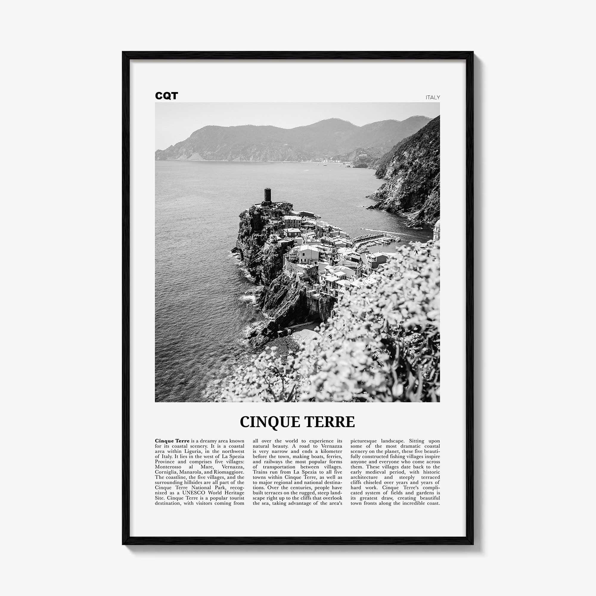 Cinque Terre Print Black and White No 2, Cinque Terre Wall Art, Cinque Terre Poster, Cinque Terre Photo, Italy, Liguria La Spezia
