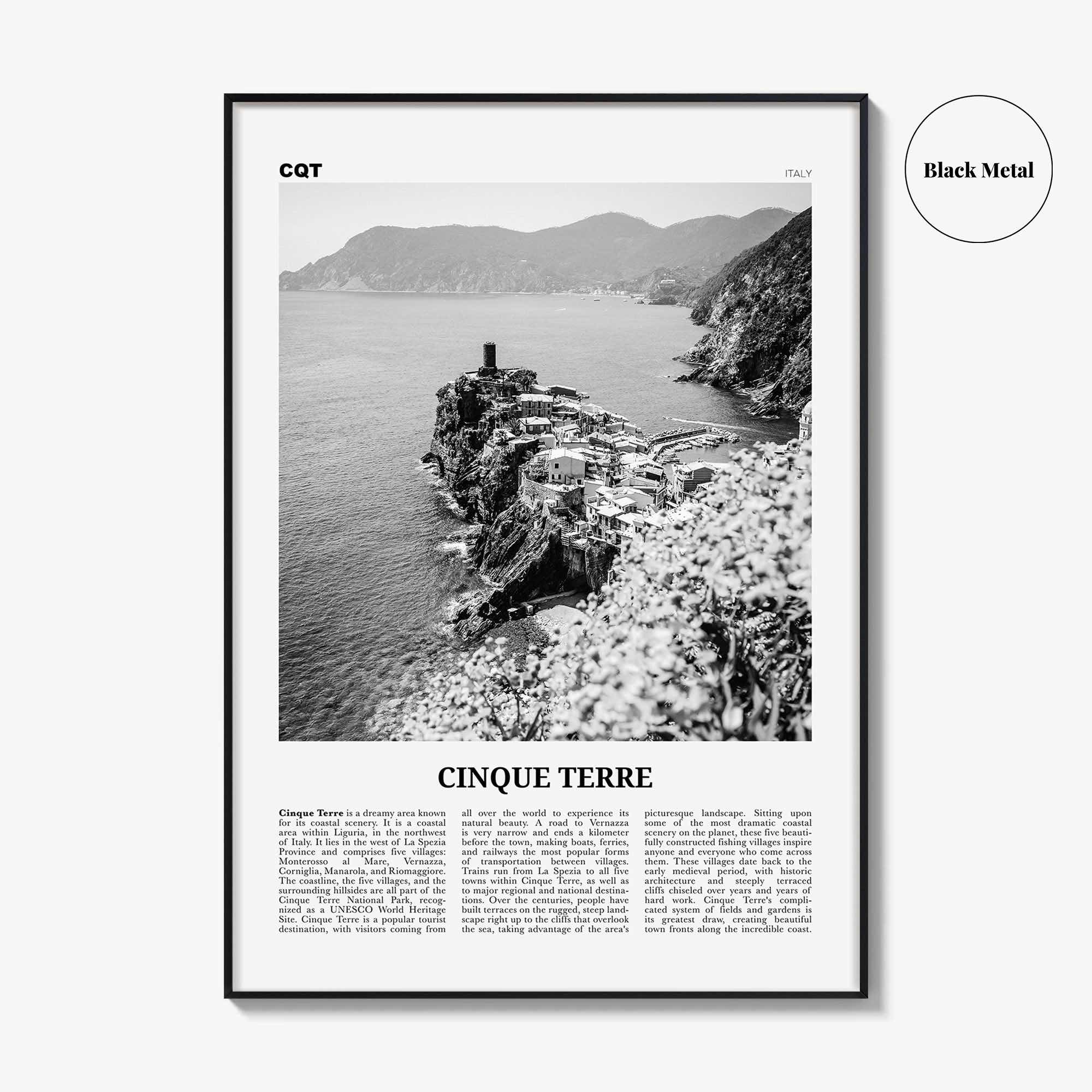 Cinque Terre Print Black and White No 2, Cinque Terre Wall Art, Cinque Terre Poster, Cinque Terre Photo, Italy, Liguria La Spezia