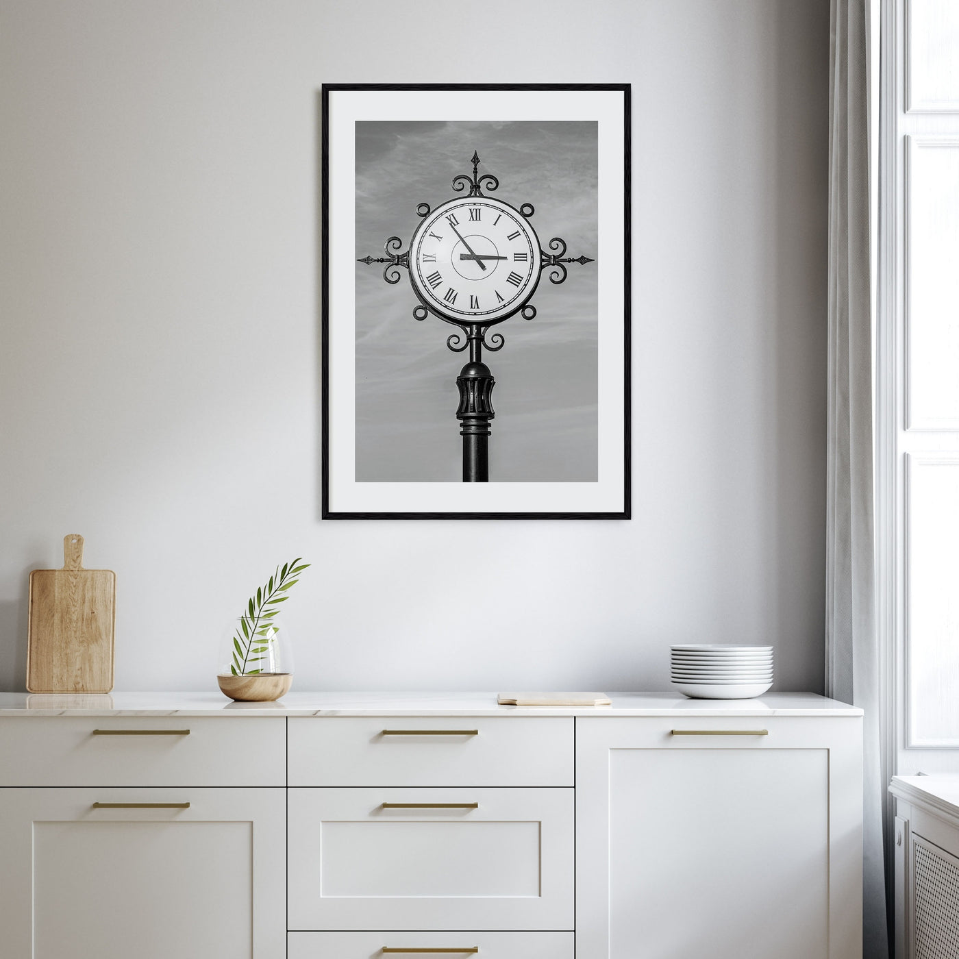 City Clock Pillar Photo B&W No 2 Poster