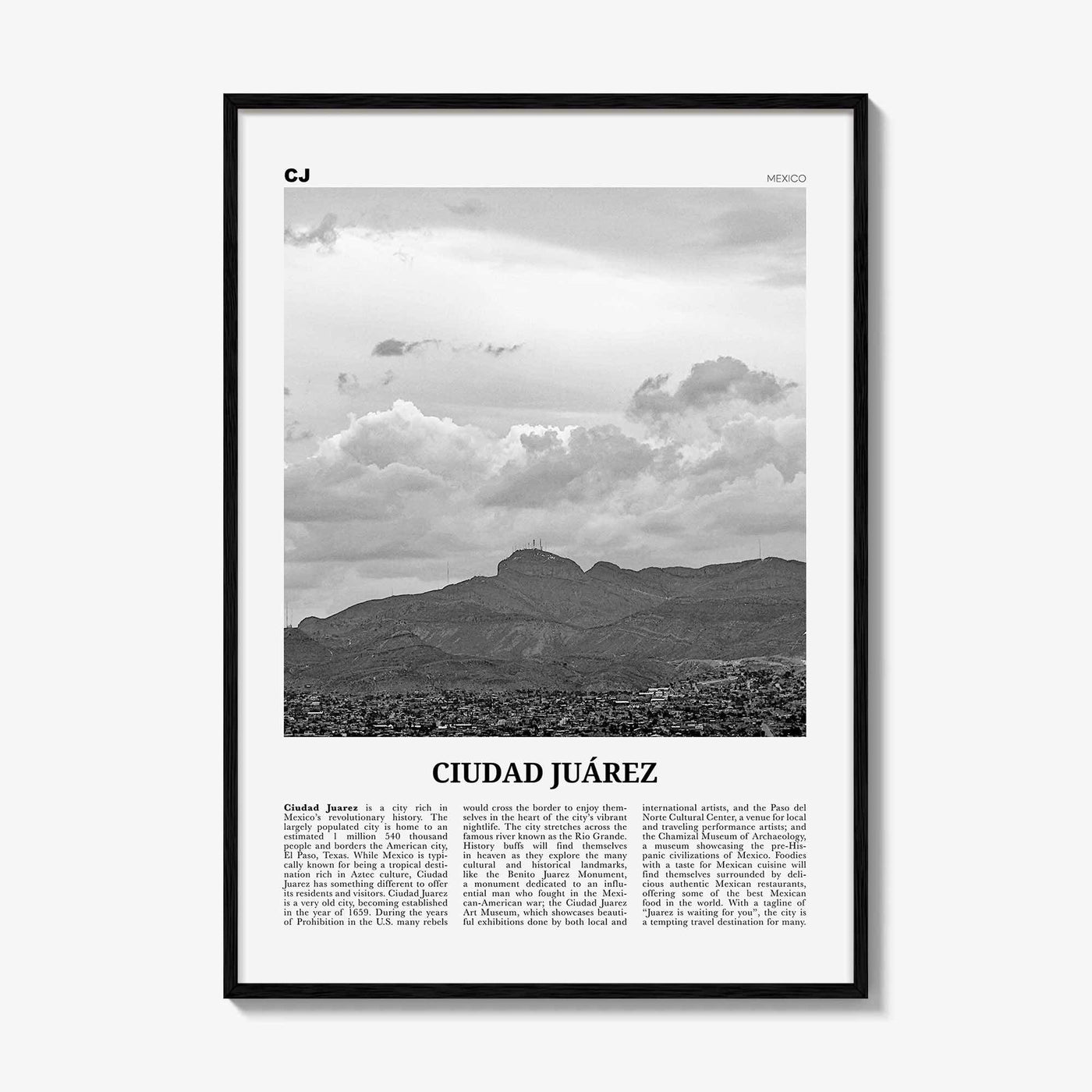 Ciudad Juarez Print Black and White, Ciudad Juárez Wall Art, Ciudad Juárez Poster, Ciudad Juárez Photo, Ciudad Juárez Décor, Mexico