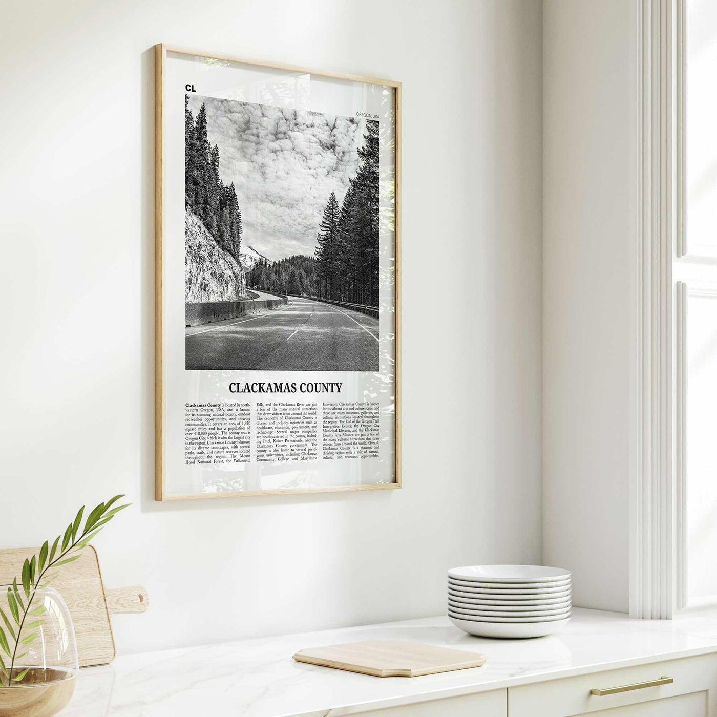 Clackamas County Print Black and White, Clackamas County Wall Art, Clackamas Poster, Clackamas Photo, Clackamas Wall Décor, Clackamas Map